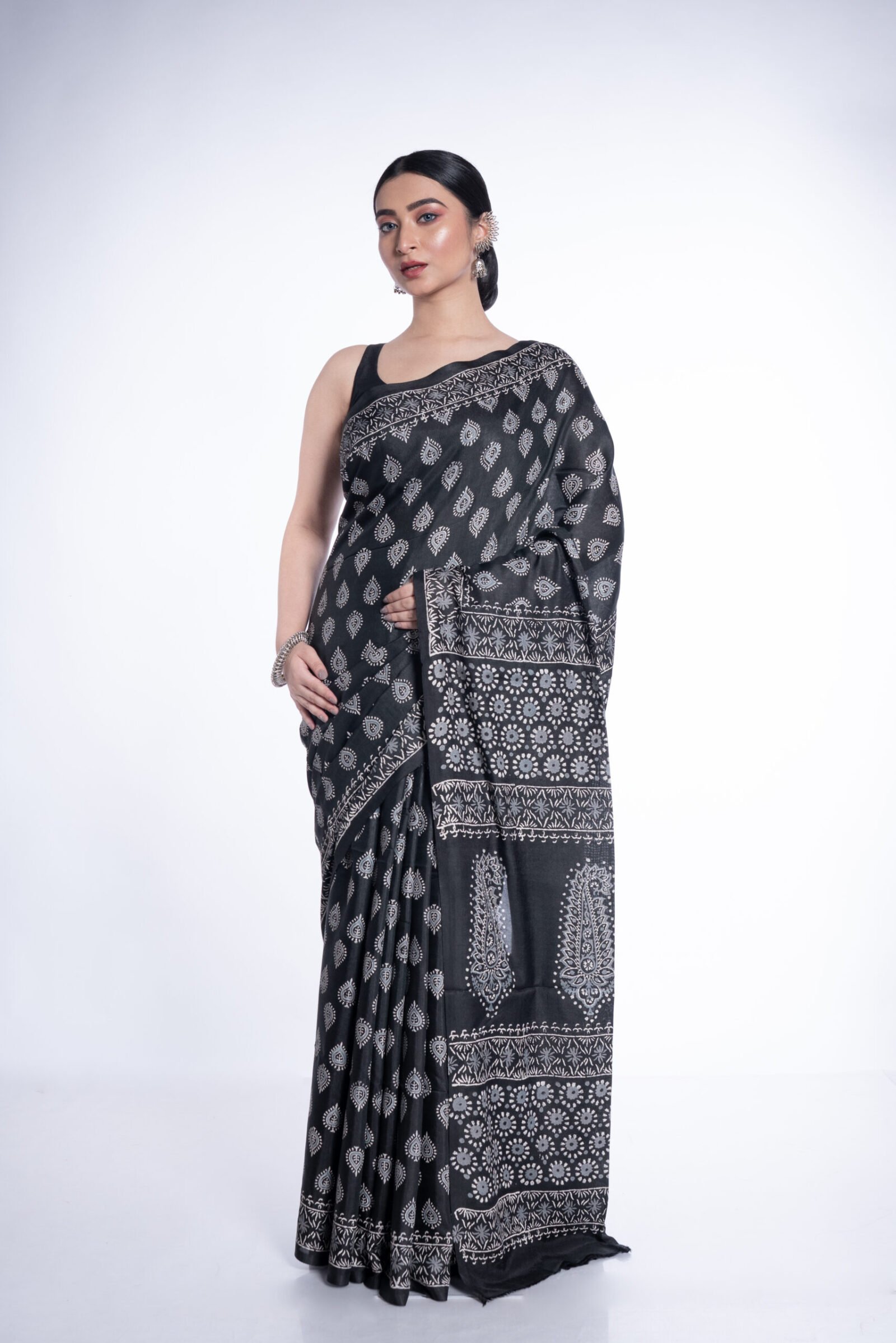 Block Printed 'Midninght Mosaic' Cotton Silk