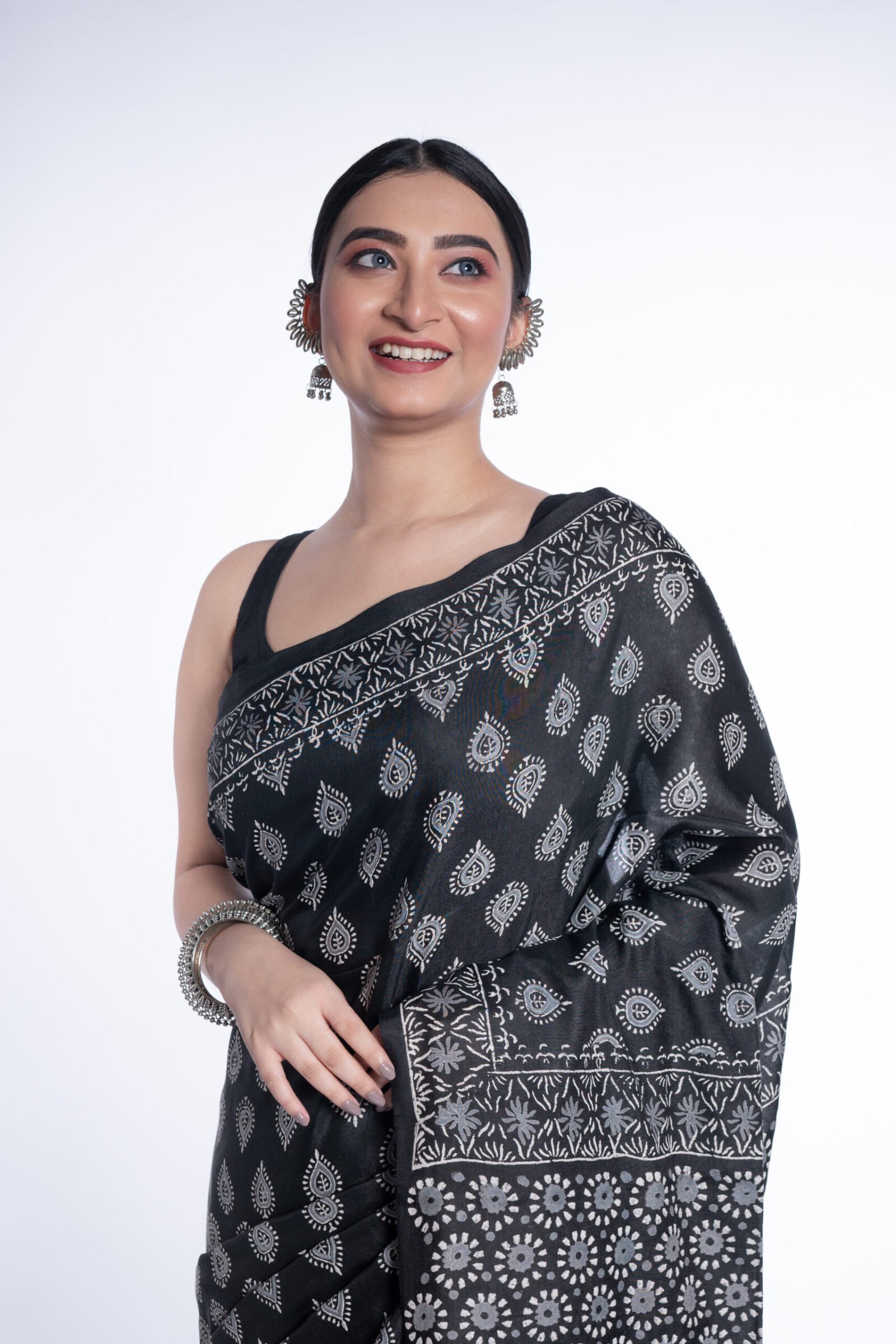 Block Printed 'Midninght Mosaic' Cotton Silk - Image 3