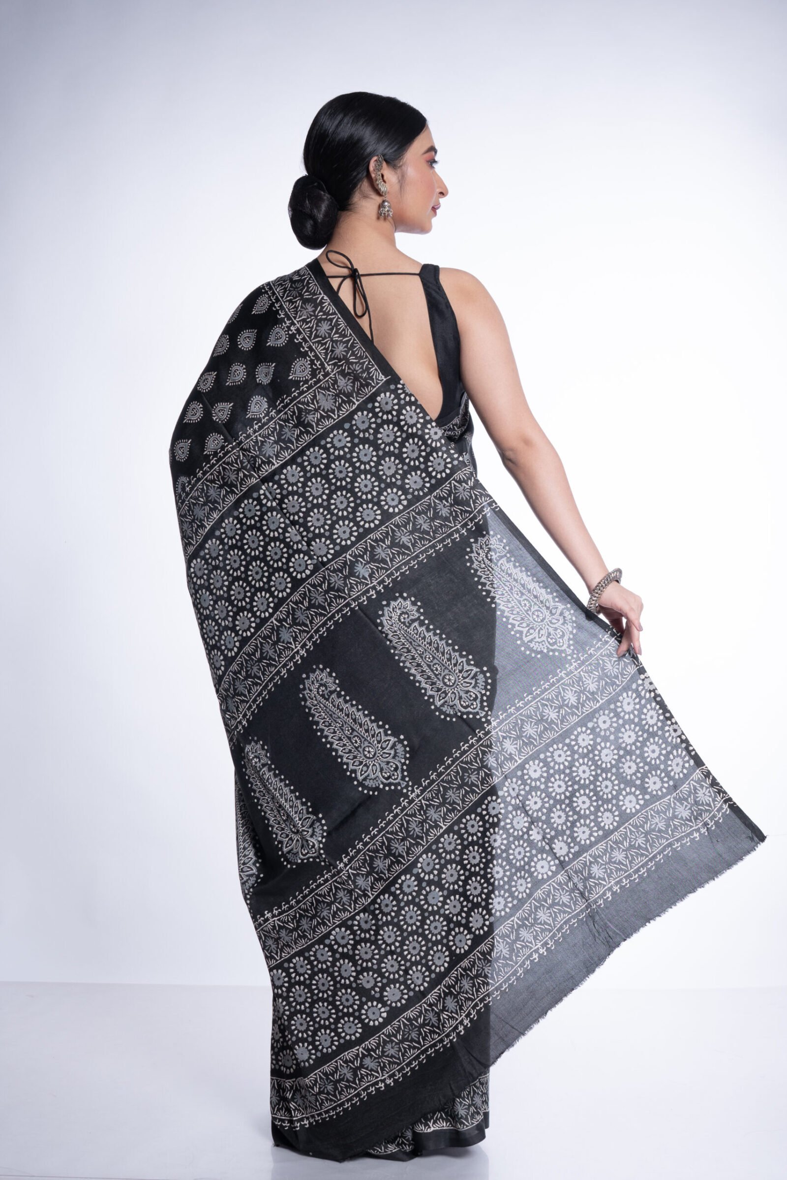 Block Printed 'Midninght Mosaic' Cotton Silk - Image 2