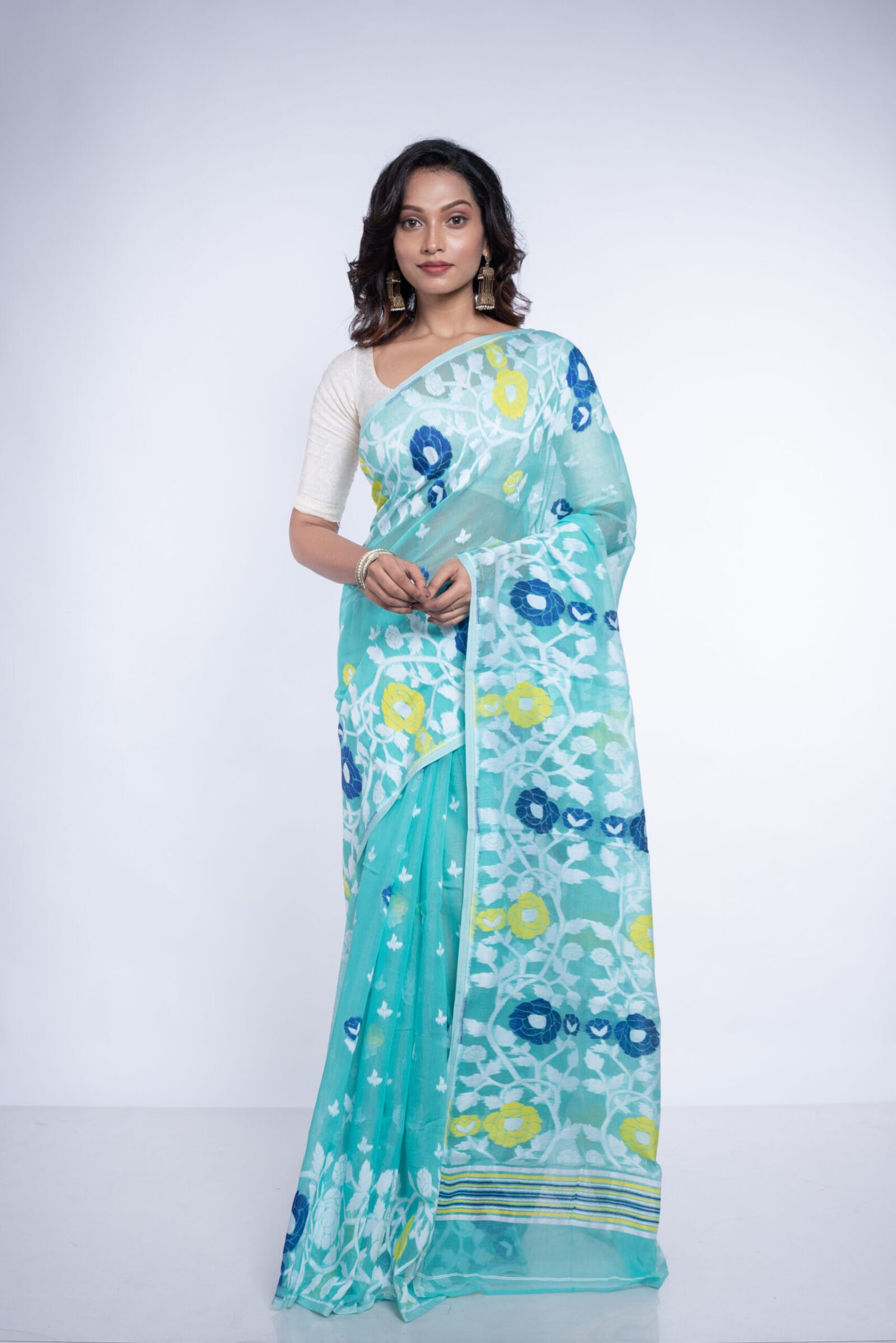 Jamdani 'lagoon Grace' Soft Cotton
