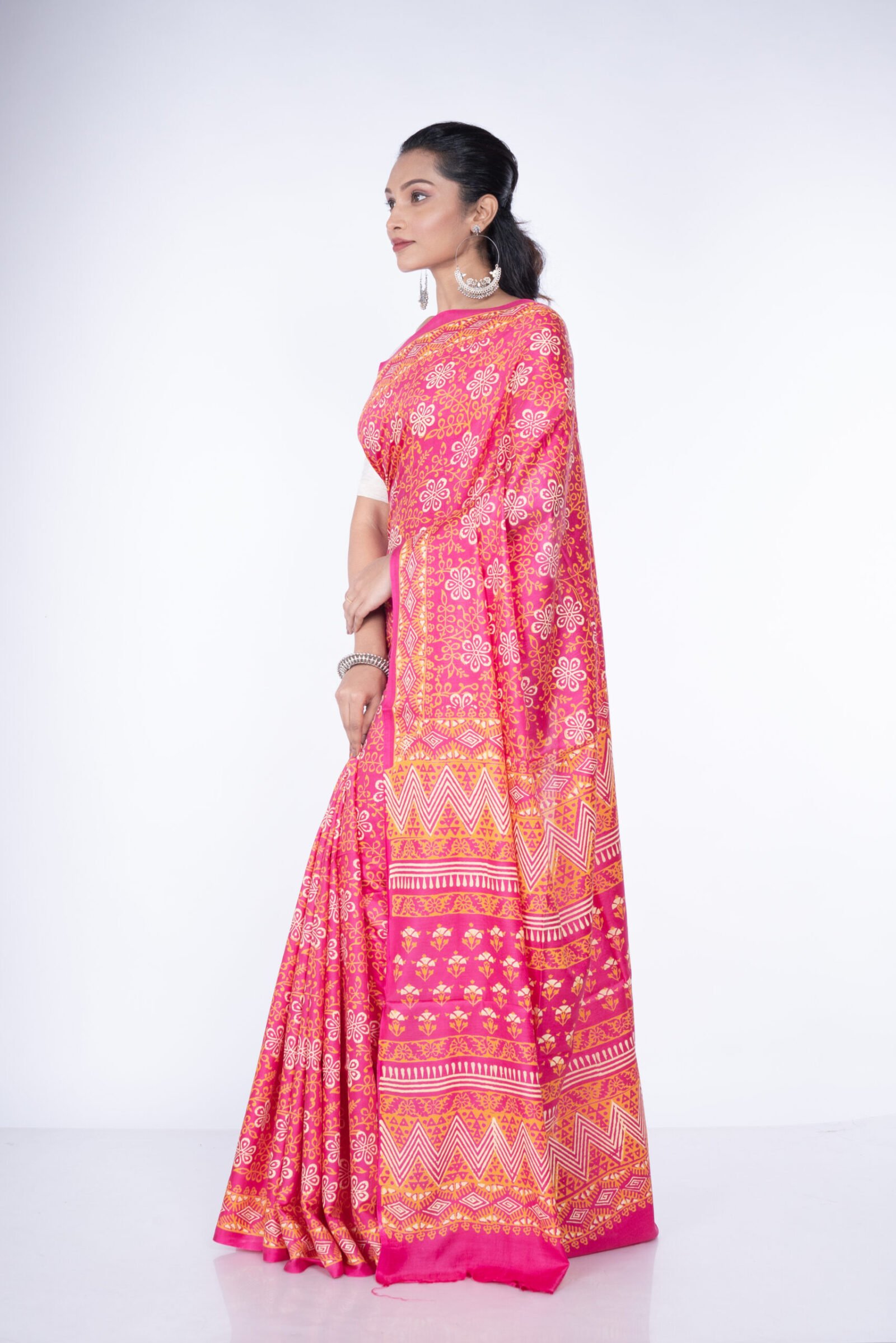 Block Printed 'Blush Delight' Cotton Silk - Image 4