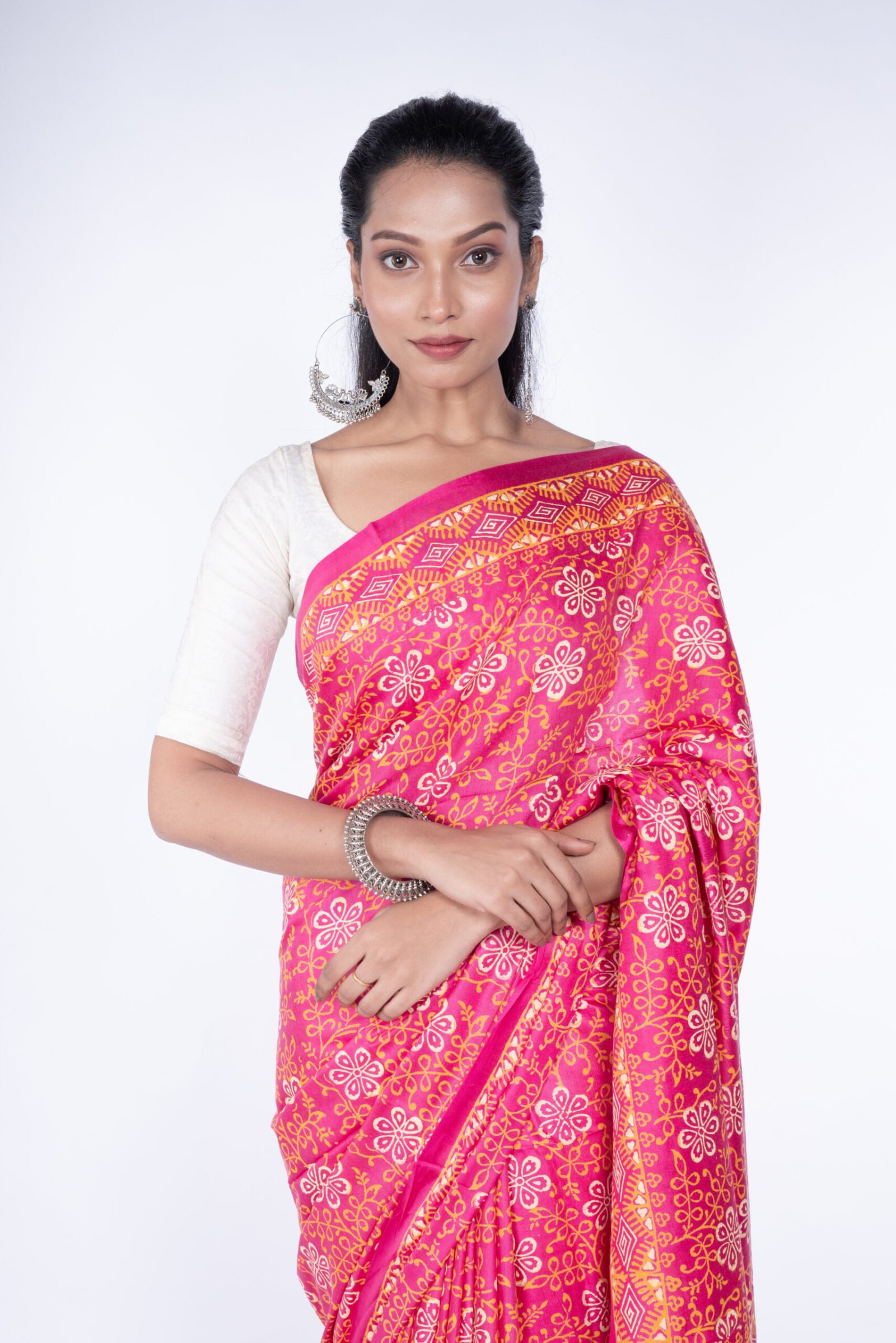 Block Printed 'Blush Delight' Cotton Silk - Image 3