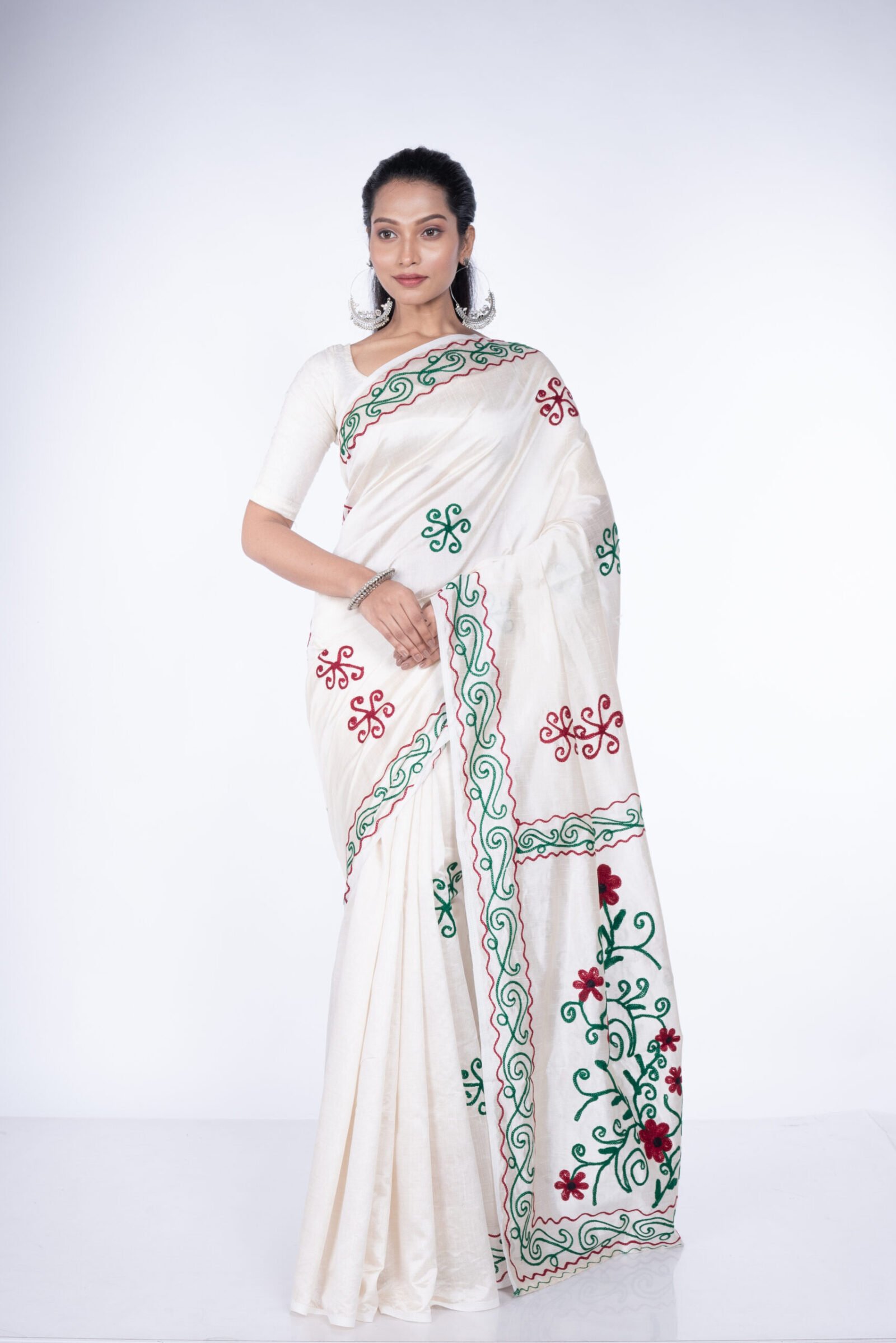 Designer 'Silken Snow' Tussar - Image 4