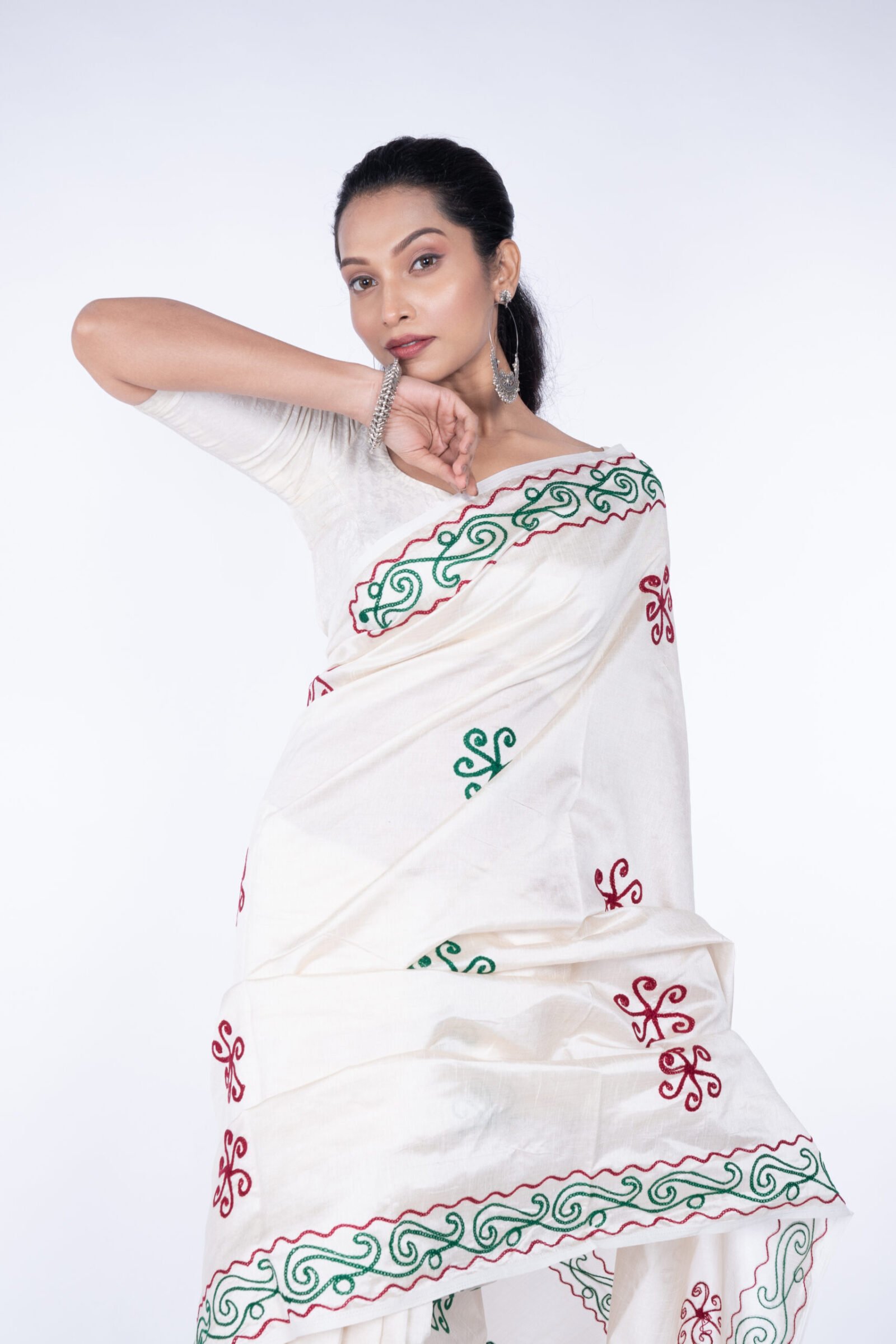 Designer 'Silken Snow' Tussar - Image 2
