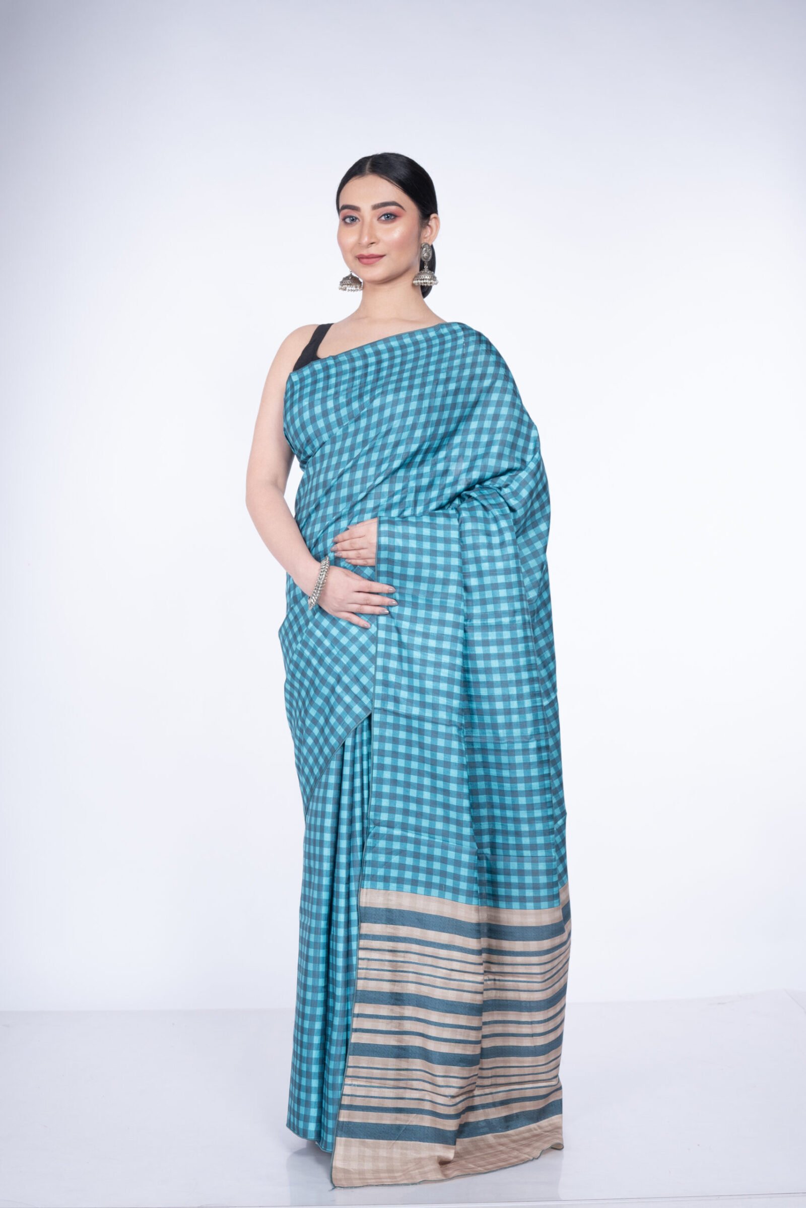 "Turquoise Checkmate" Silk