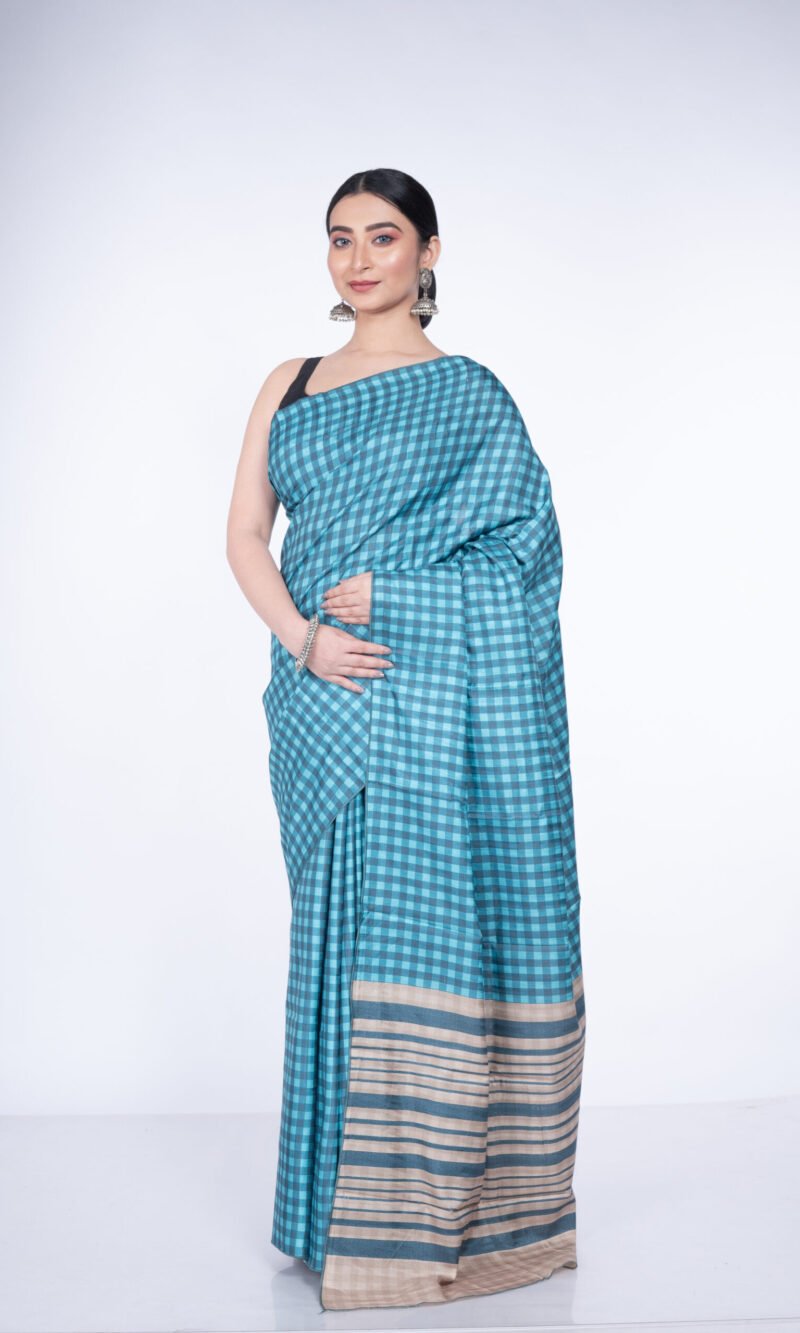 "Turquoise Checkmate" Silk