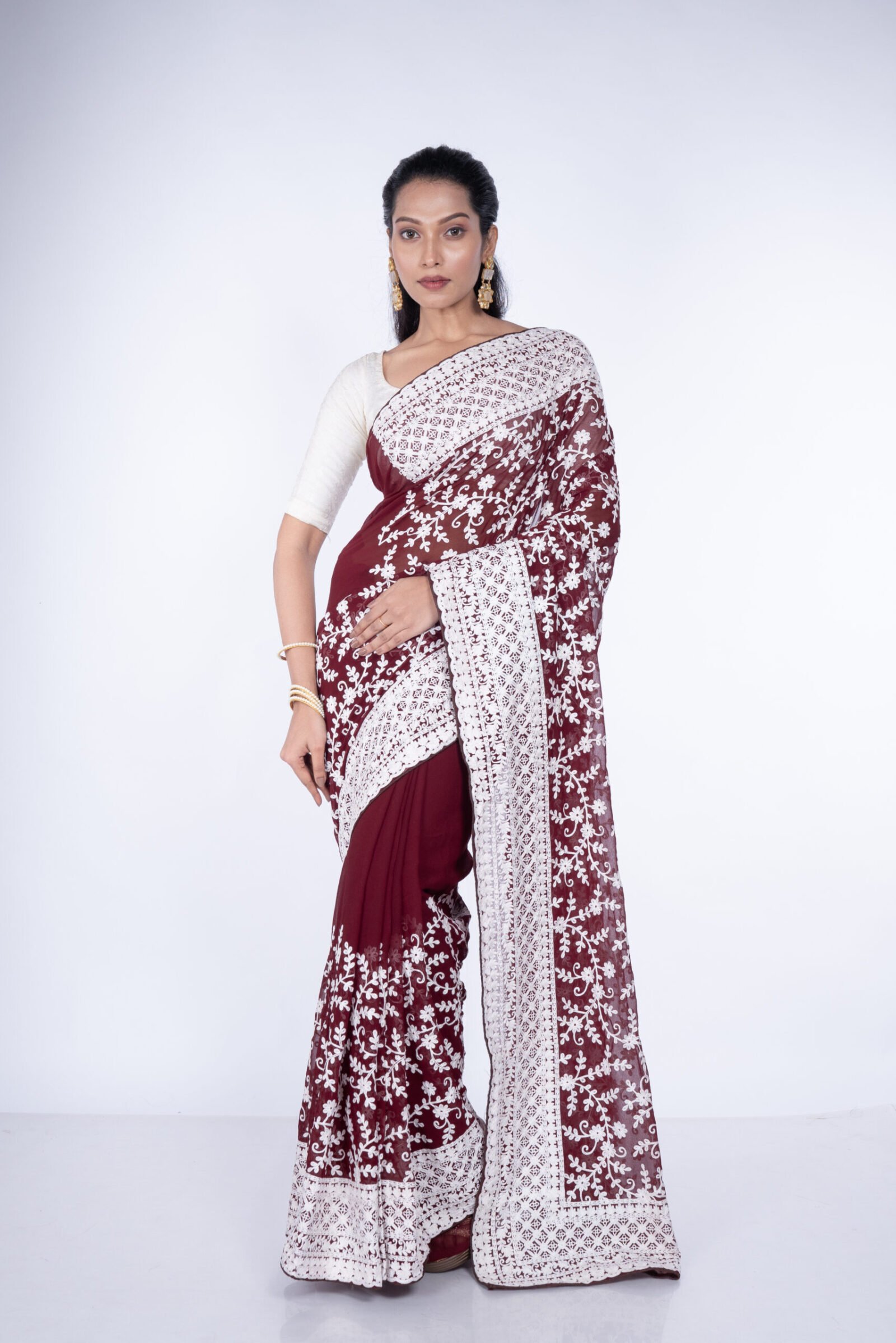 Chikan 'Brown Earth' Georgette