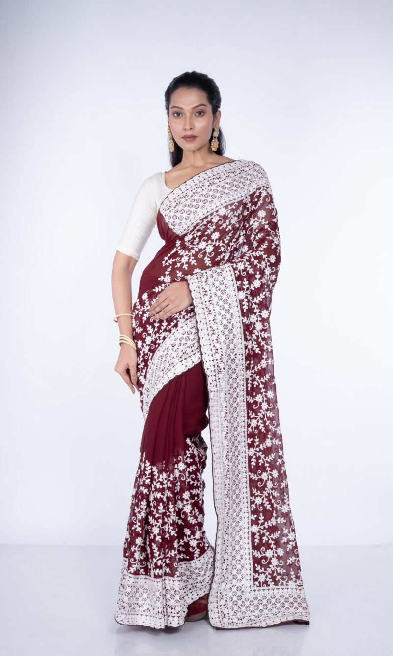 Chikan 'Brown Earth' Georgette