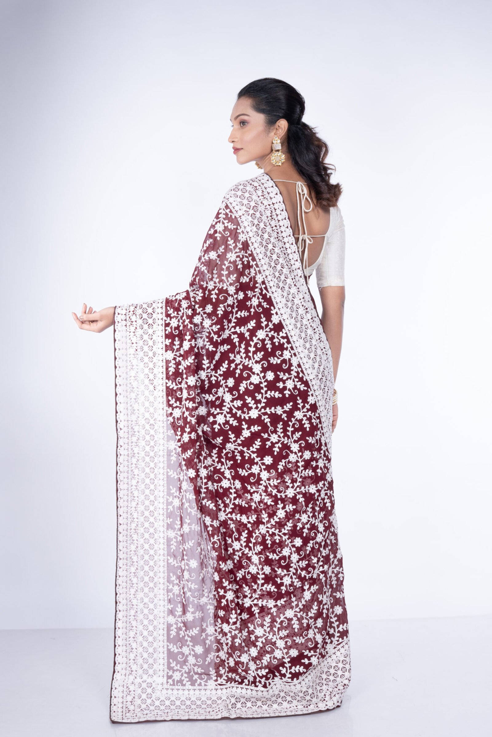 Chikan 'Brown Earth' Georgette - Image 2