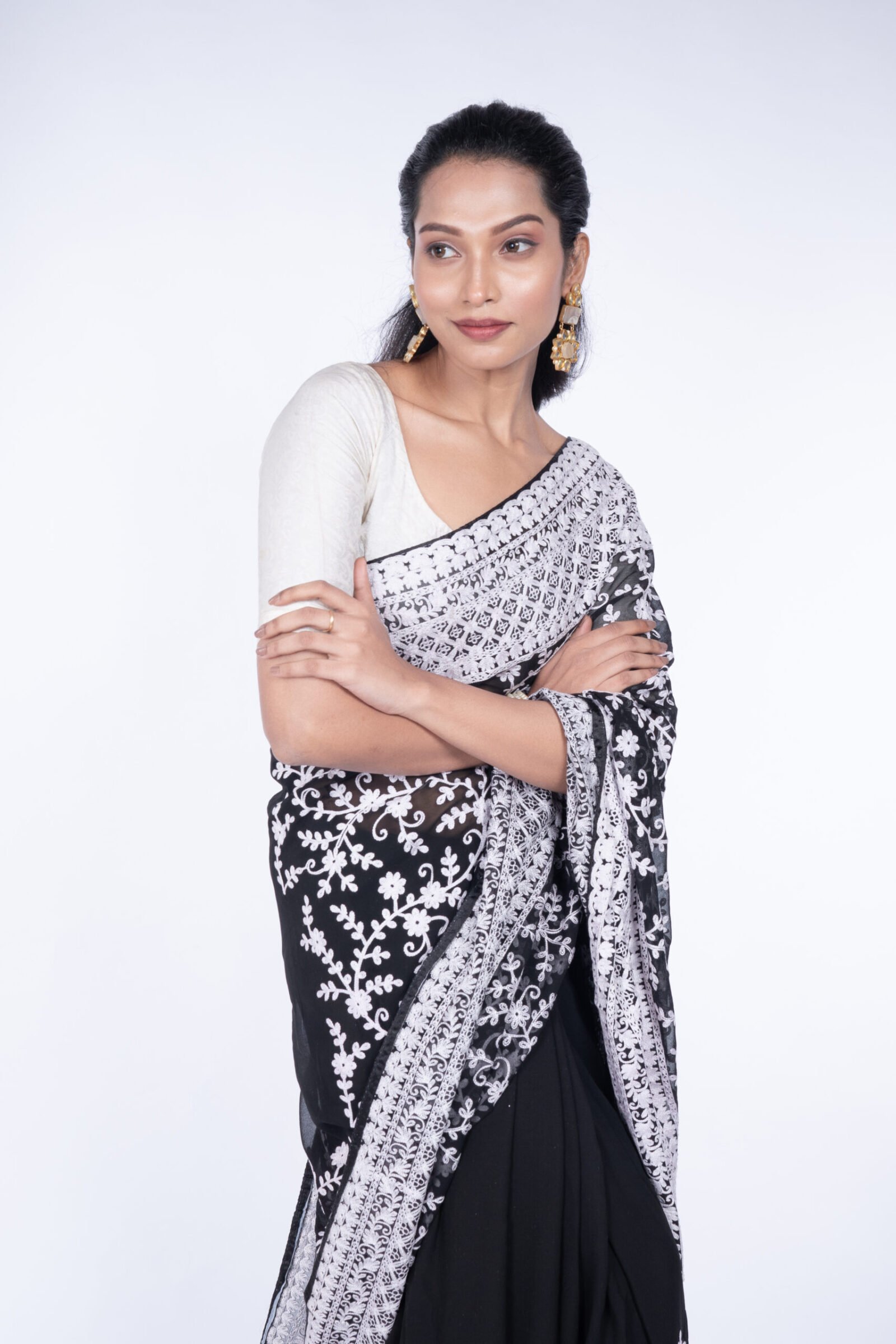 Chikan 'Midnight Mirage' Georgette - Image 3