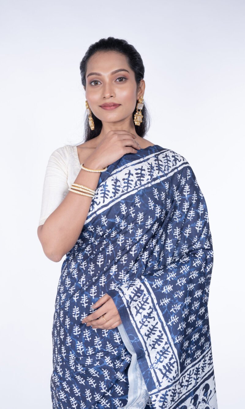 'Indigo Bliss' Manipuri Silk