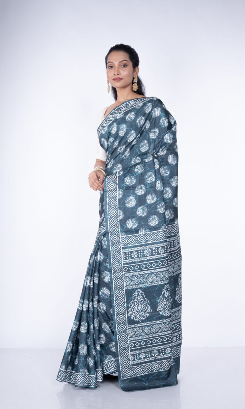 'Mossy Elegance' Manipuri Silk