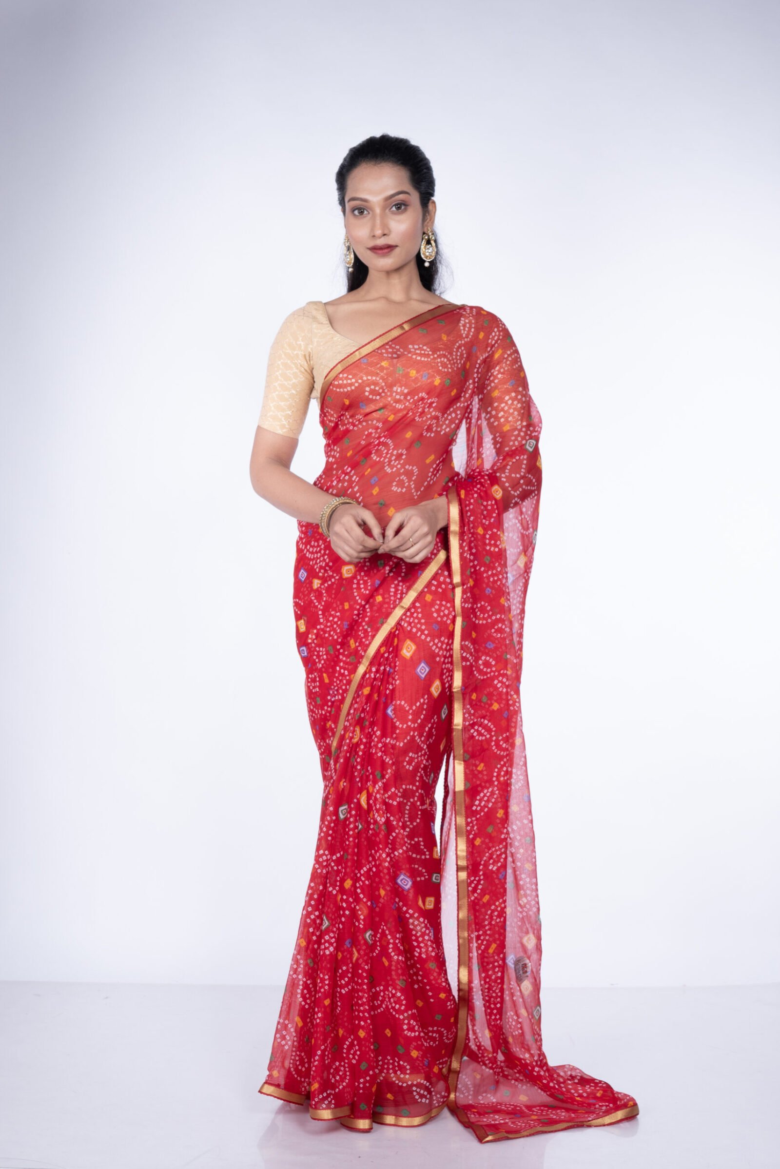 Bandhani 'Maple Glow' Chiffon - Image 4