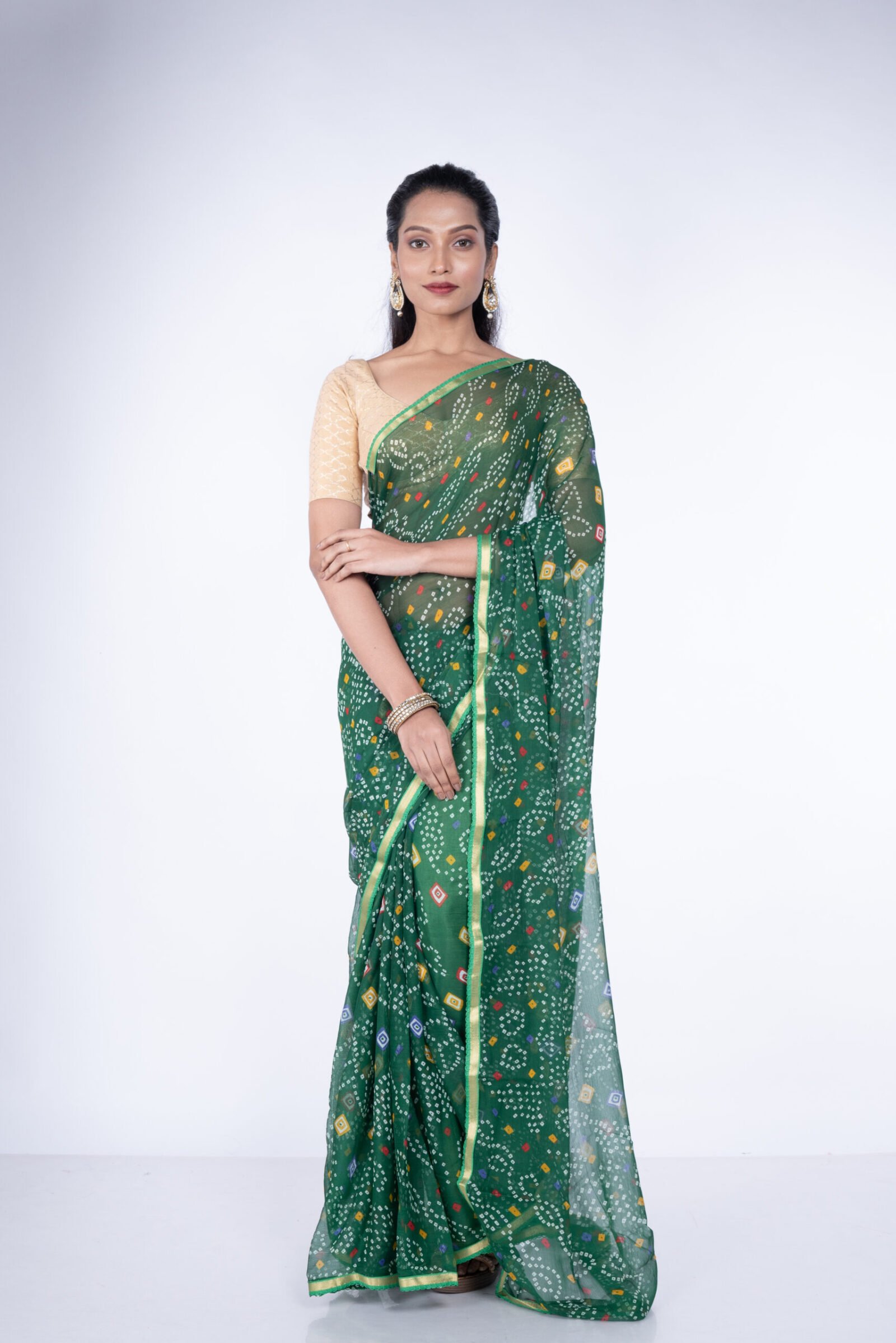 Bandhani 'Spring Leaf' Chiffon - Image 3