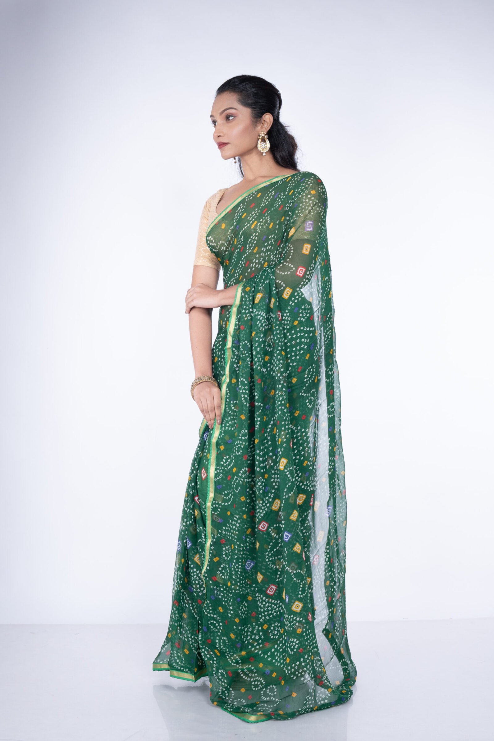 Bandhani 'Spring Leaf' Chiffon