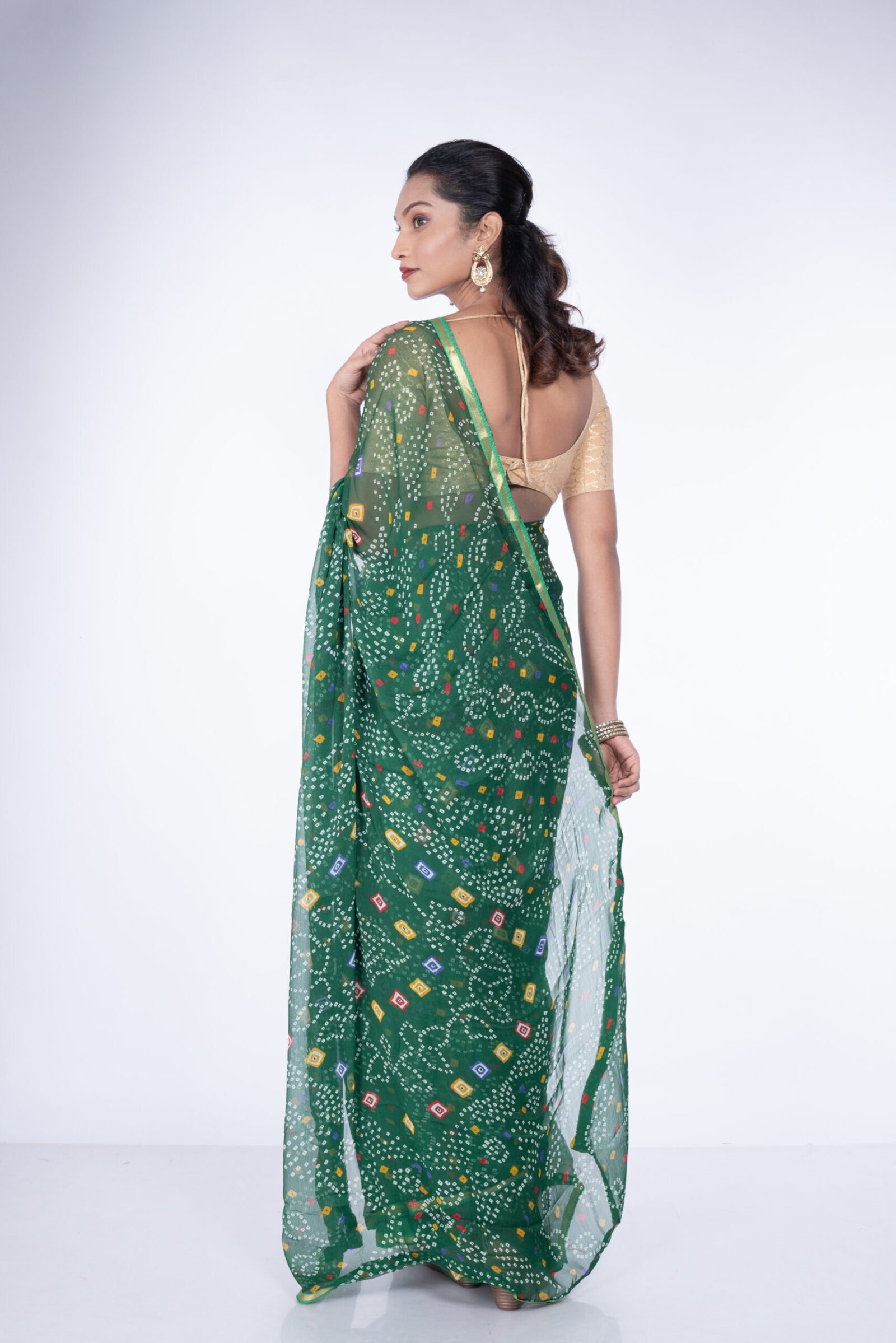 Bandhani 'Spring Leaf' Chiffon - Image 4