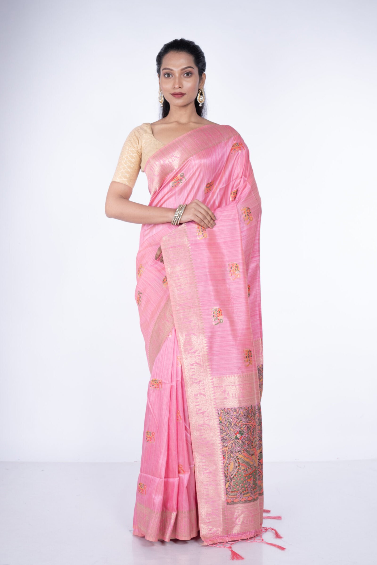 Madhubani 'Peony Glow'  Silk - Image 4