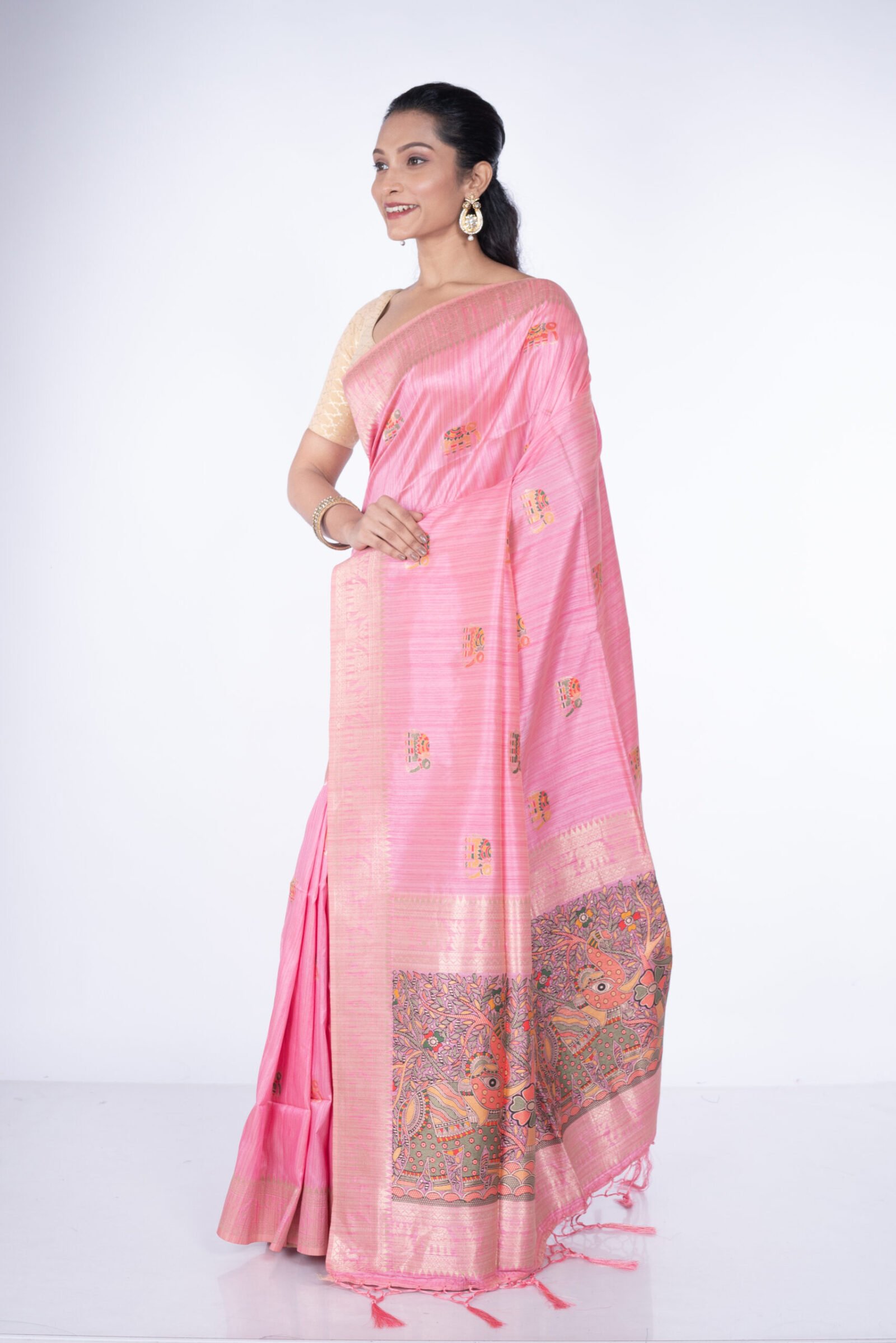 Madhubani 'Peony Glow'  Silk
