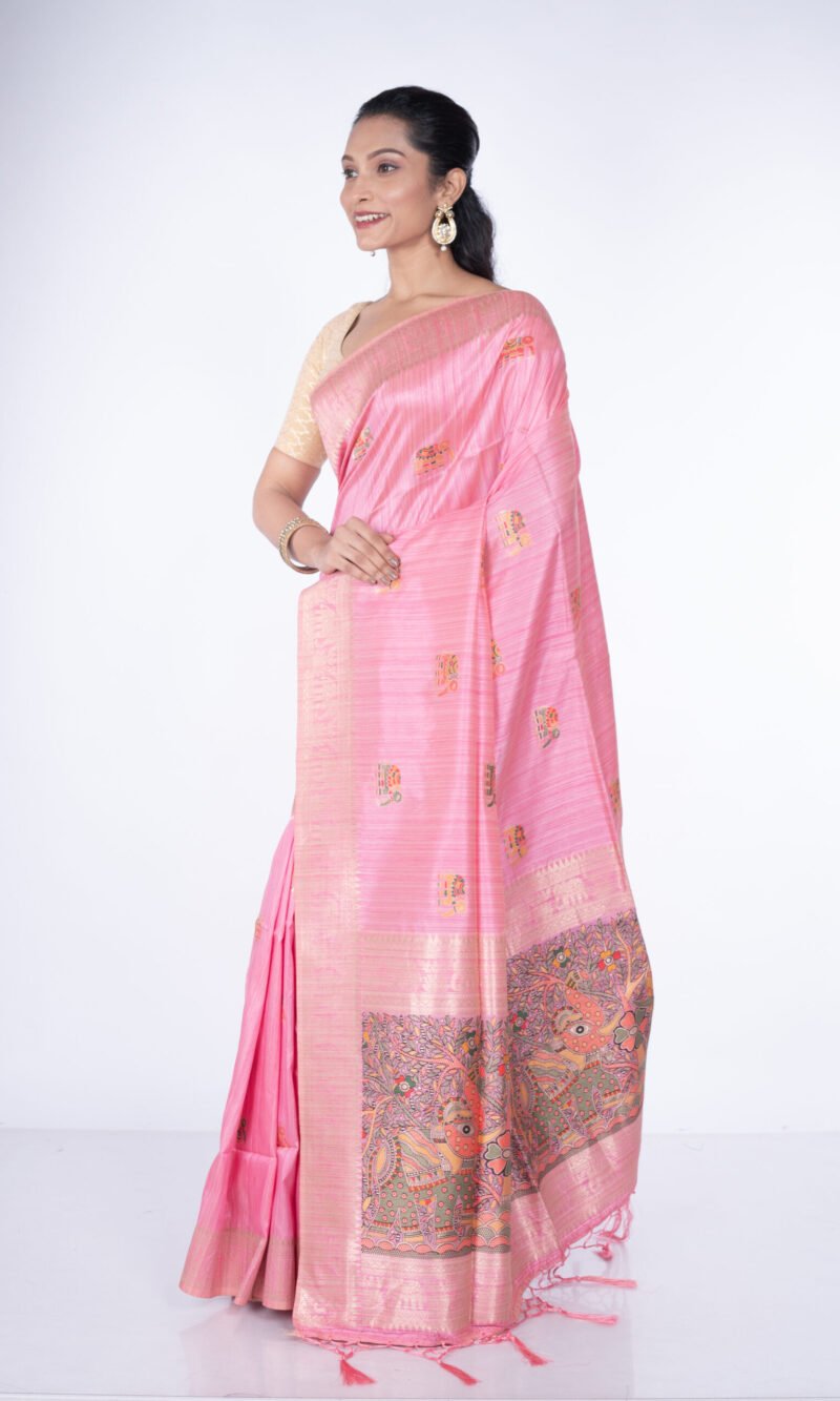 Madhubani 'Peony Glow'  Silk