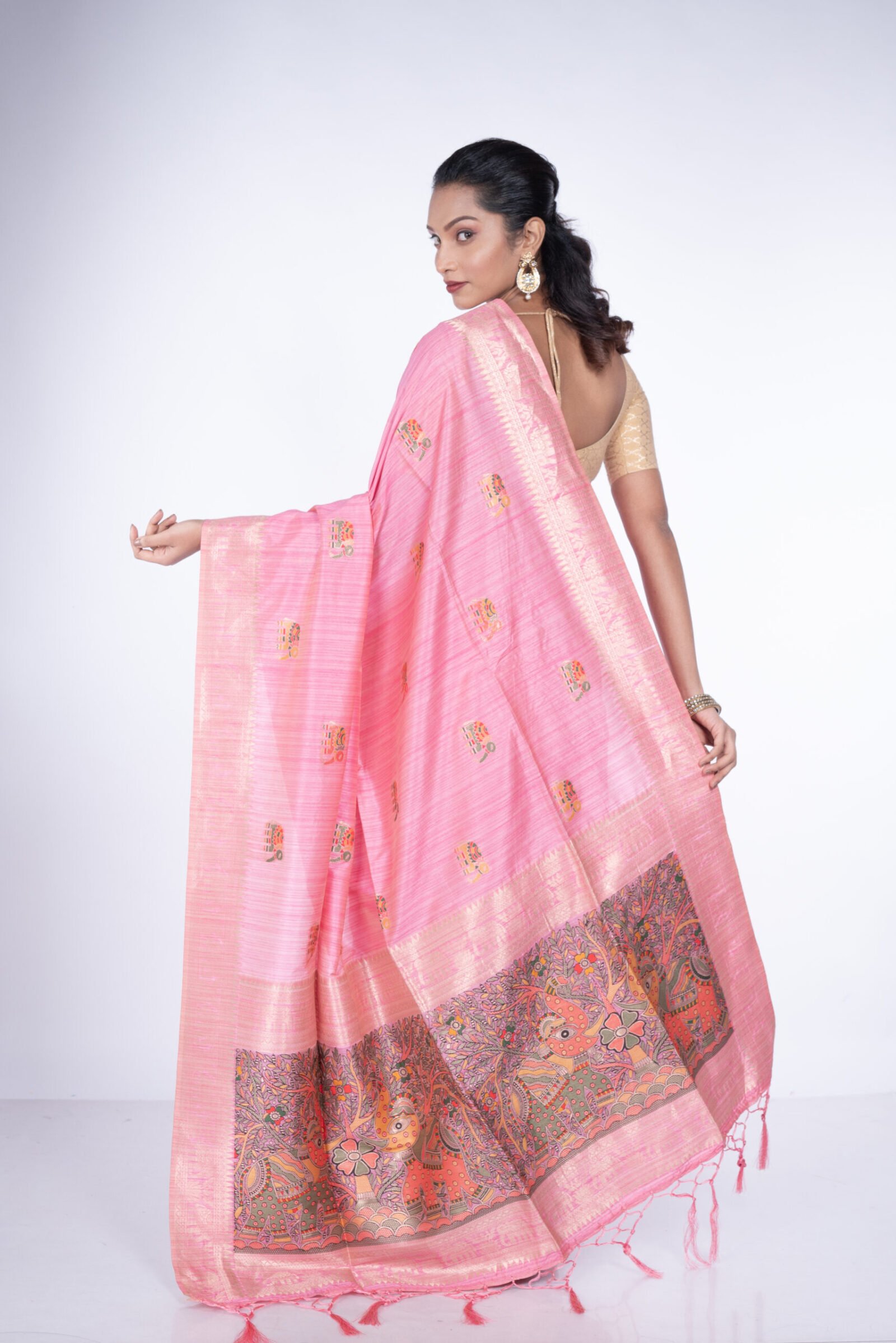 Madhubani 'Peony Glow'  Silk - Image 3