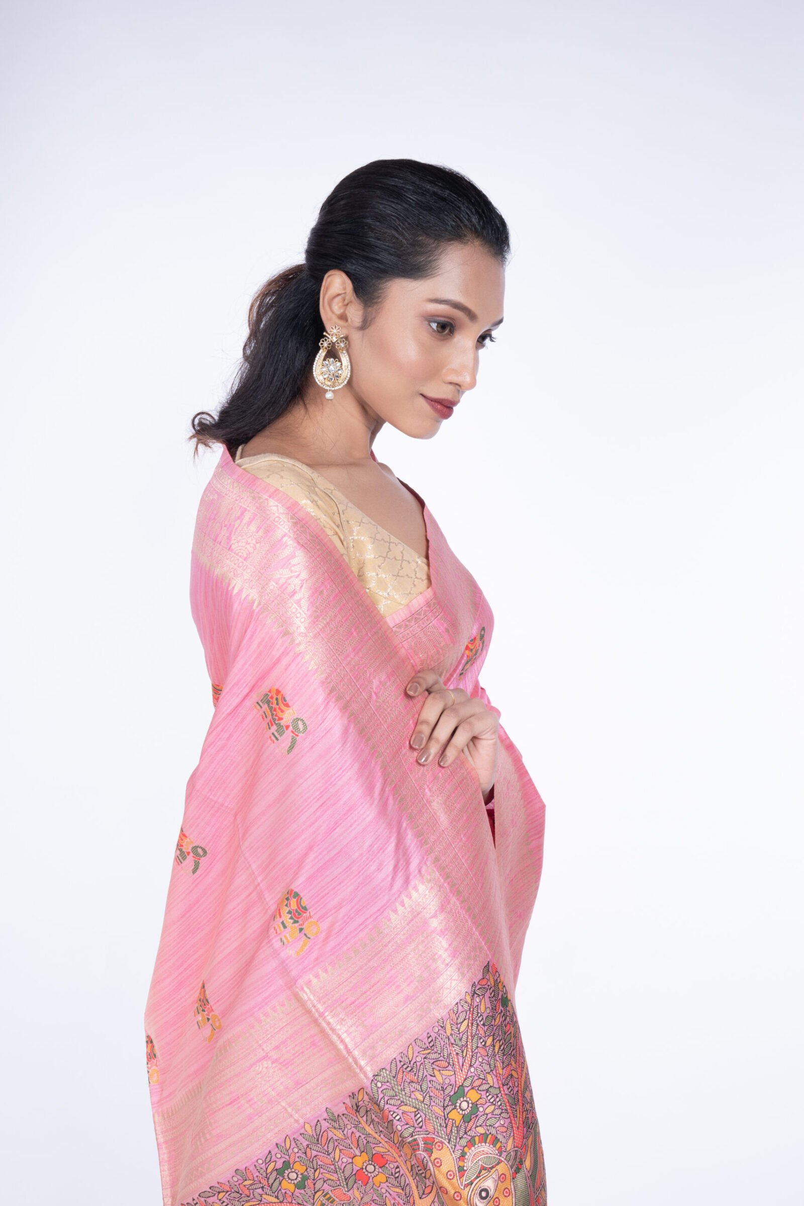 Madhubani 'Peony Glow'  Silk - Image 2