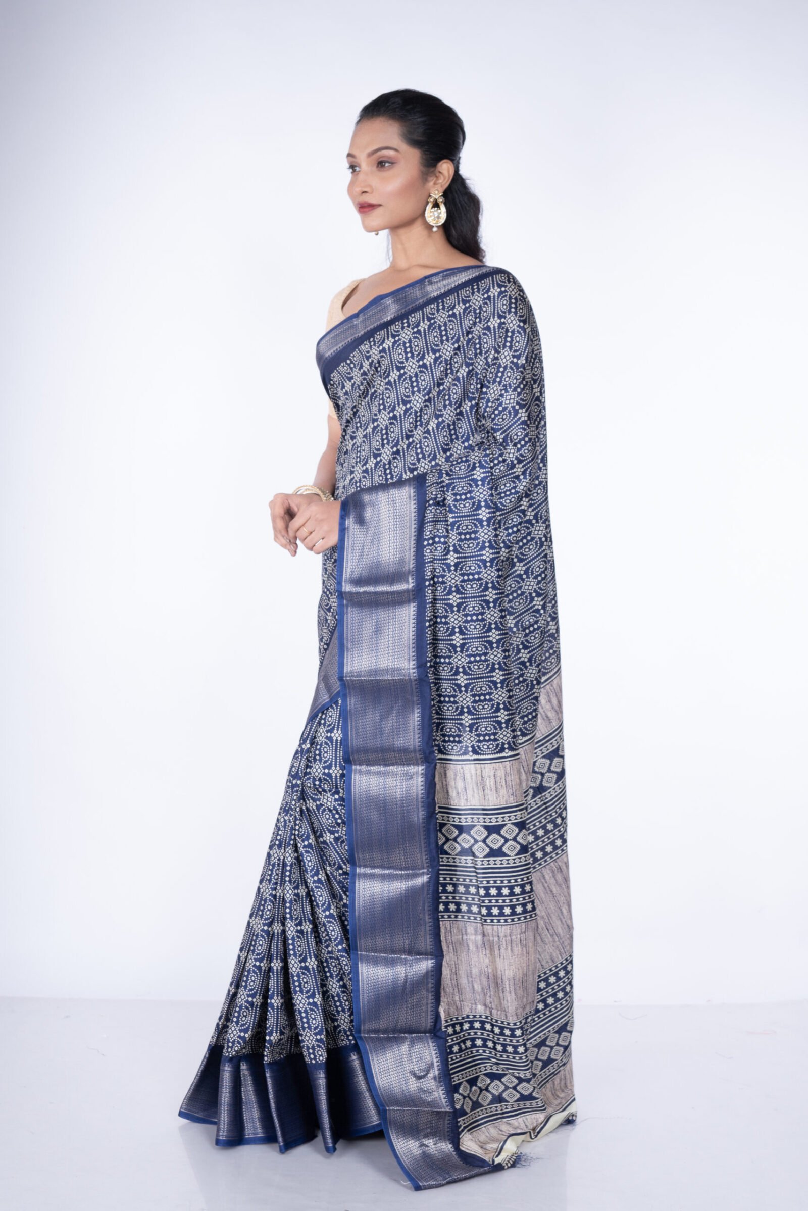 Bandhej 'Neel Kamal' Cotton Silk - Image 4