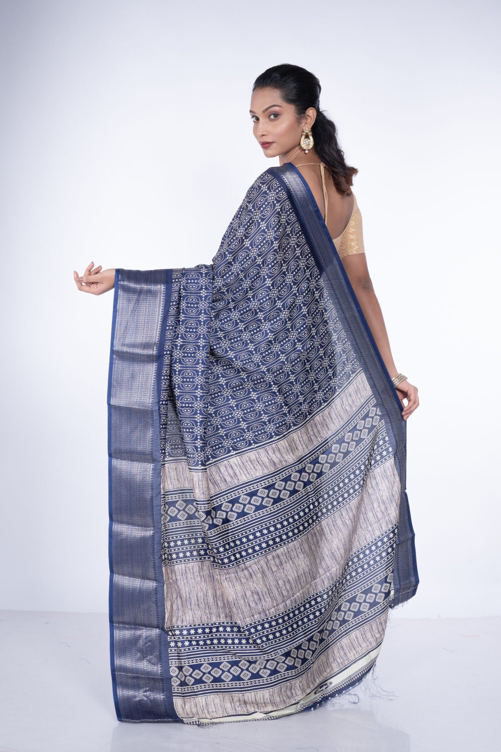 Bandhej 'Neel Kamal' Cotton Silk - Image 3