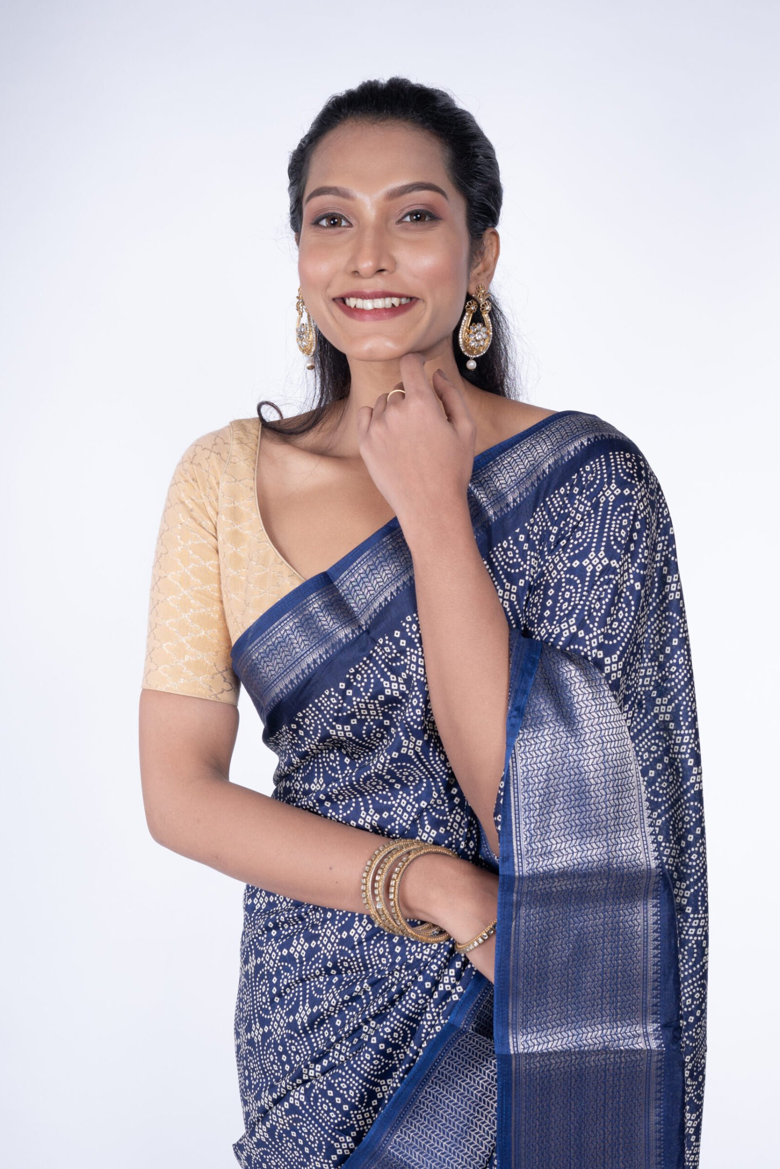 Bandhej 'Neel Kamal' Cotton Silk - Image 2