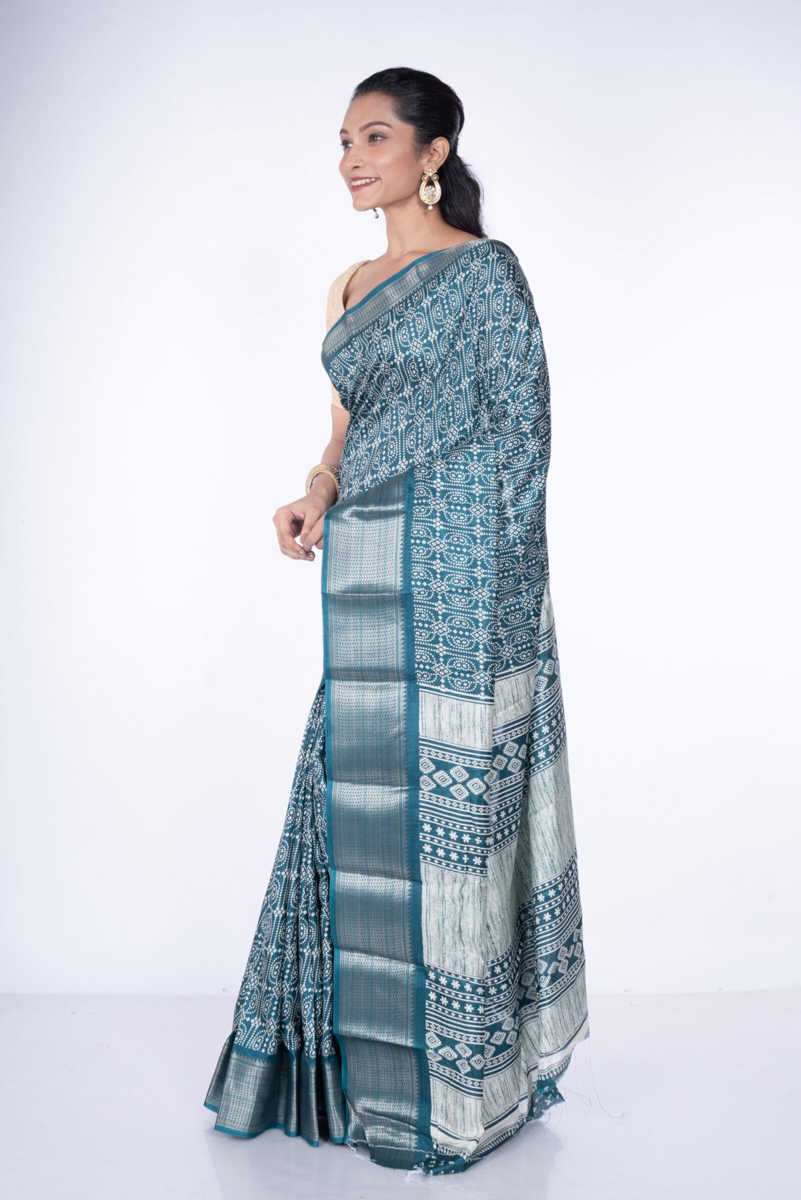 Bandhej 'Hariyali Charm' Cotton Silk - Image 2
