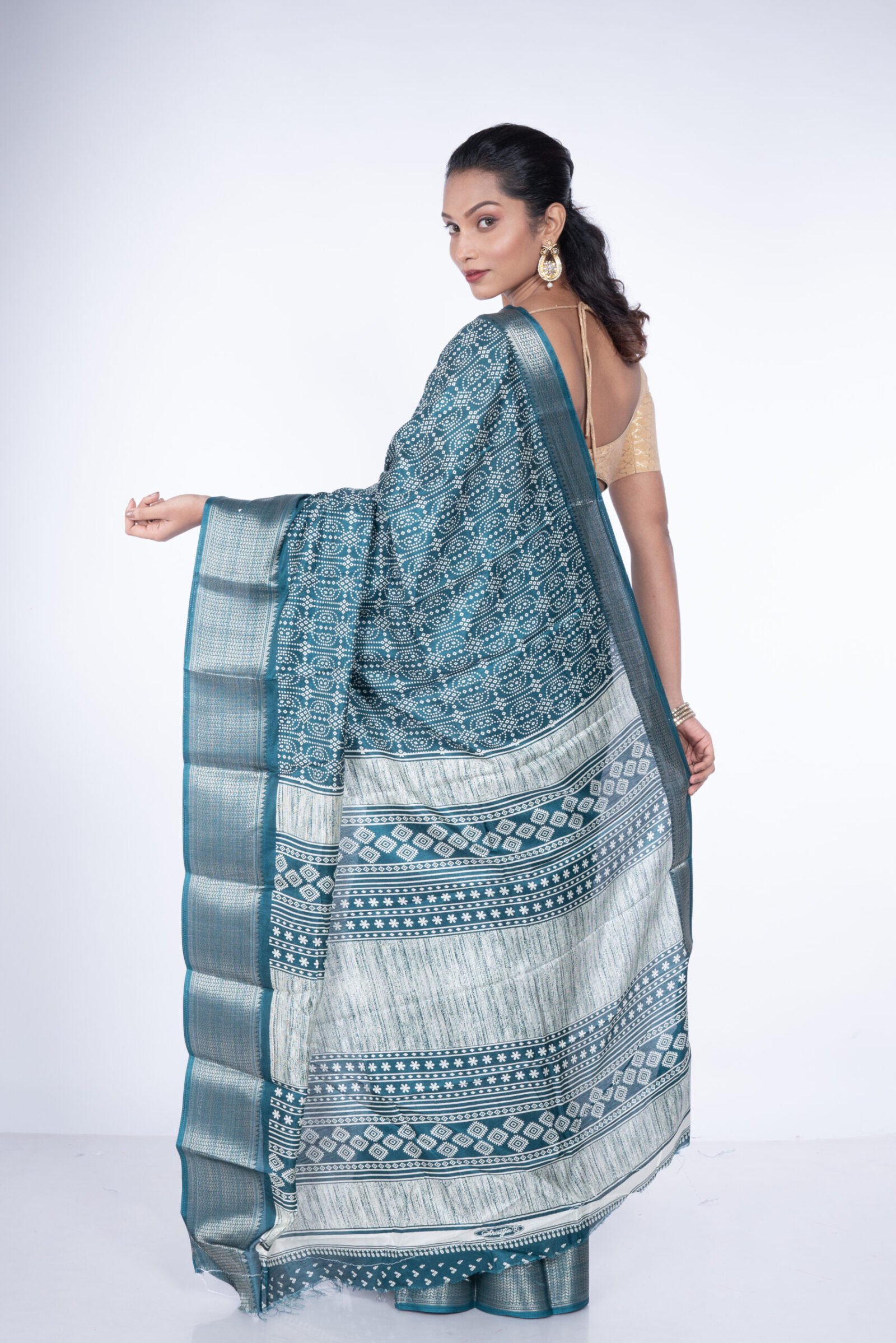 Bandhej 'Hariyali Charm' Cotton Silk - Image 4