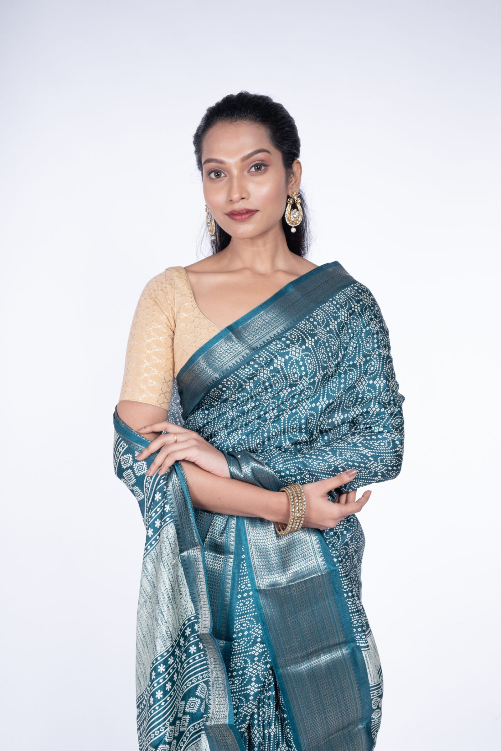 Bandhej 'Hariyali Charm' Cotton Silk - Image 3