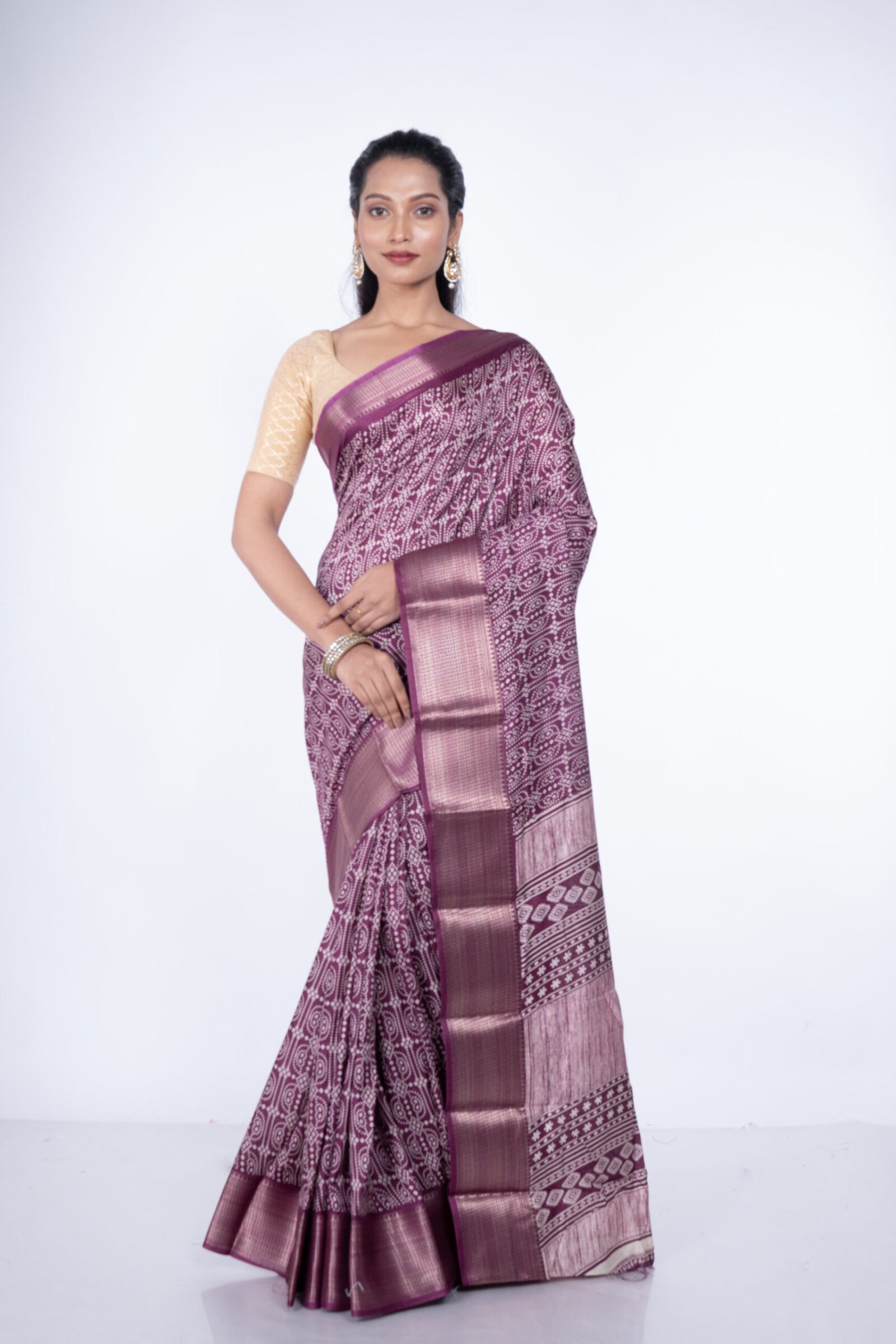 Bandhej 'Jamun Ras' Cotton Silk - Image 4