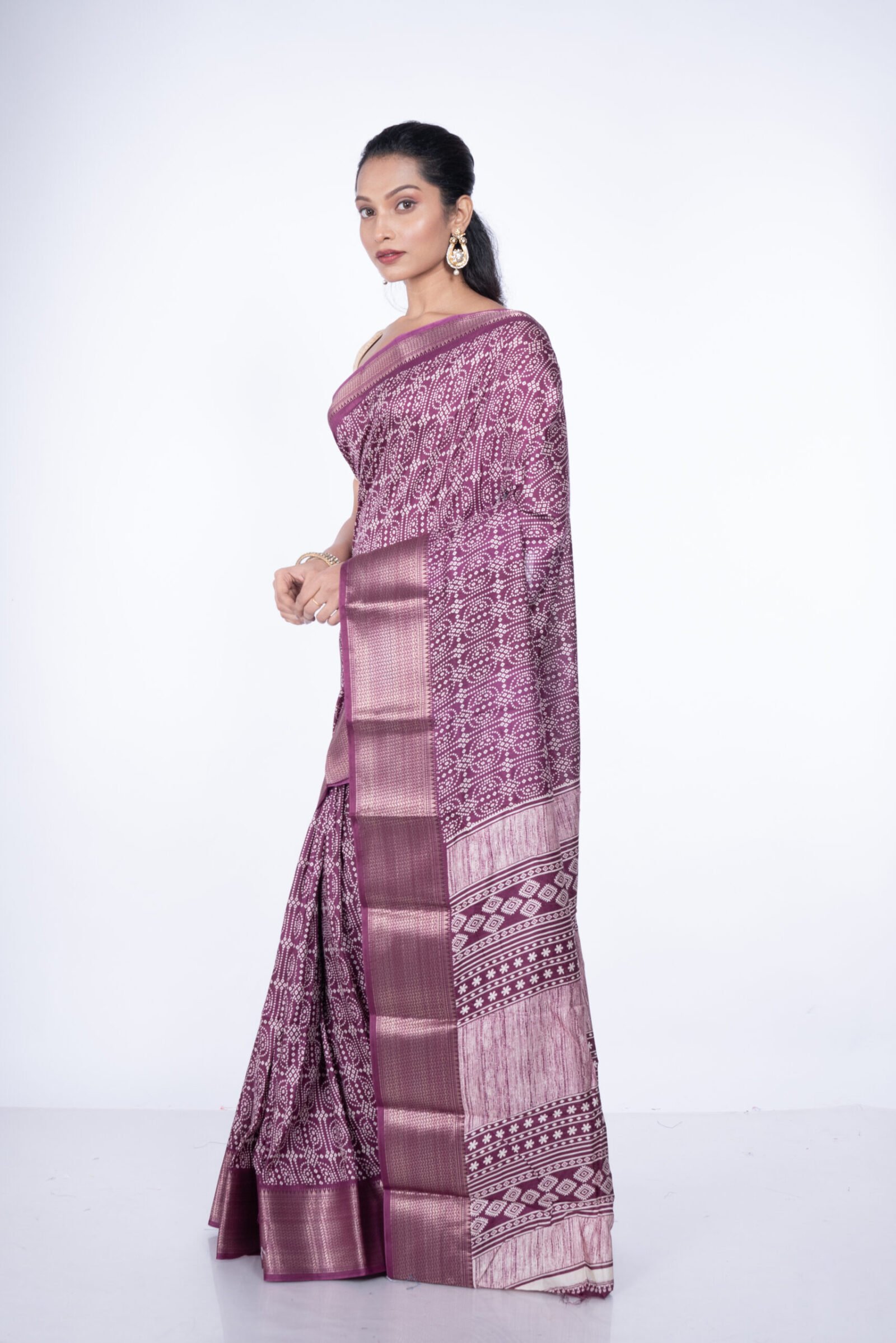 Bandhej 'Jamun Ras' Cotton Silk