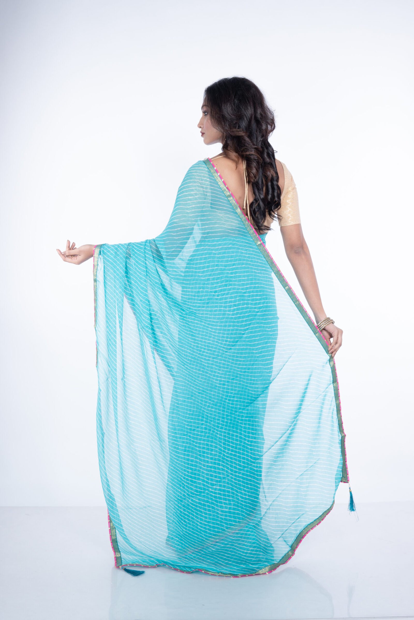 Leheriya 'Ocean Blue' Crepe - Image 3