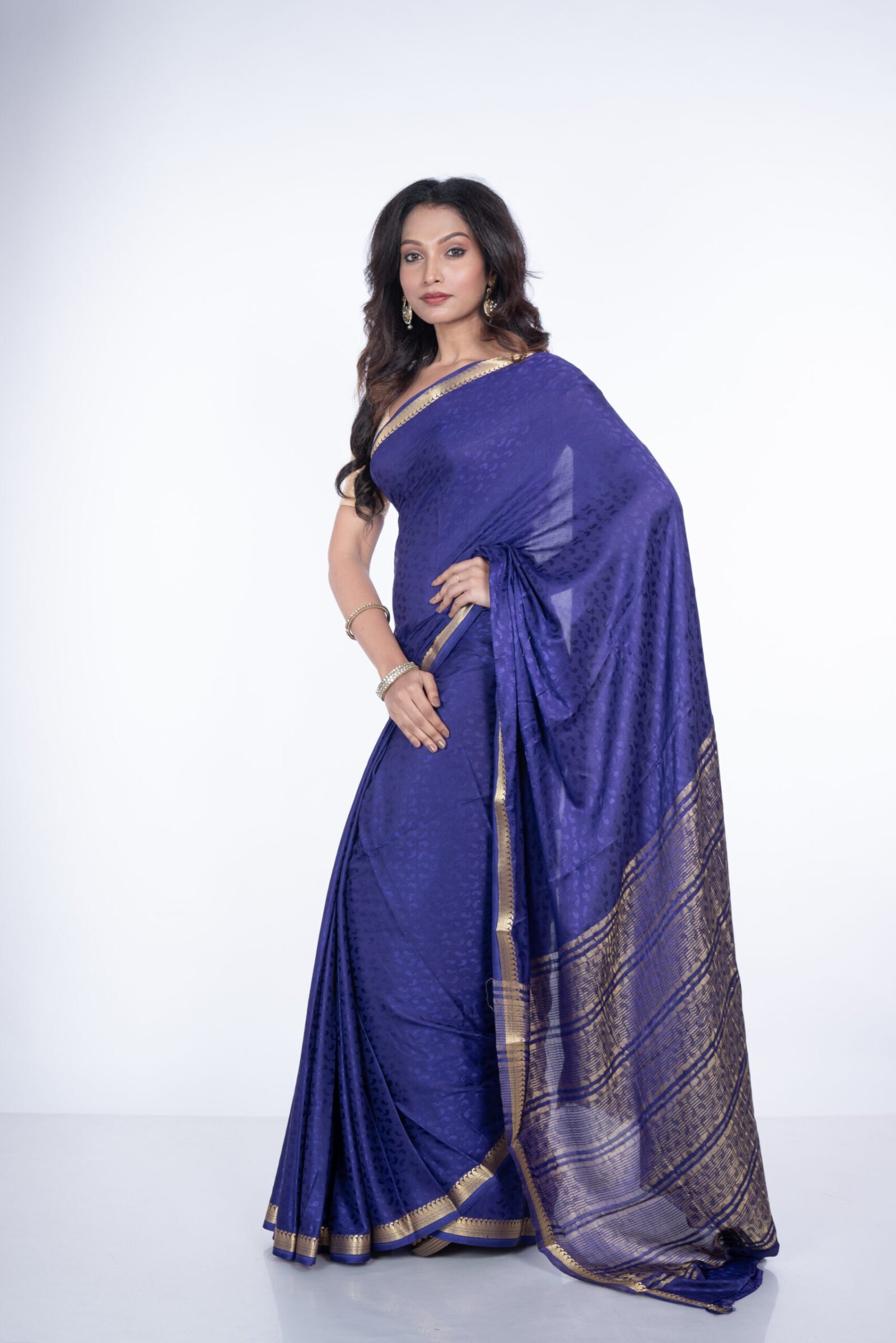 Mysore 'Violet Vibe' Brocade Silk