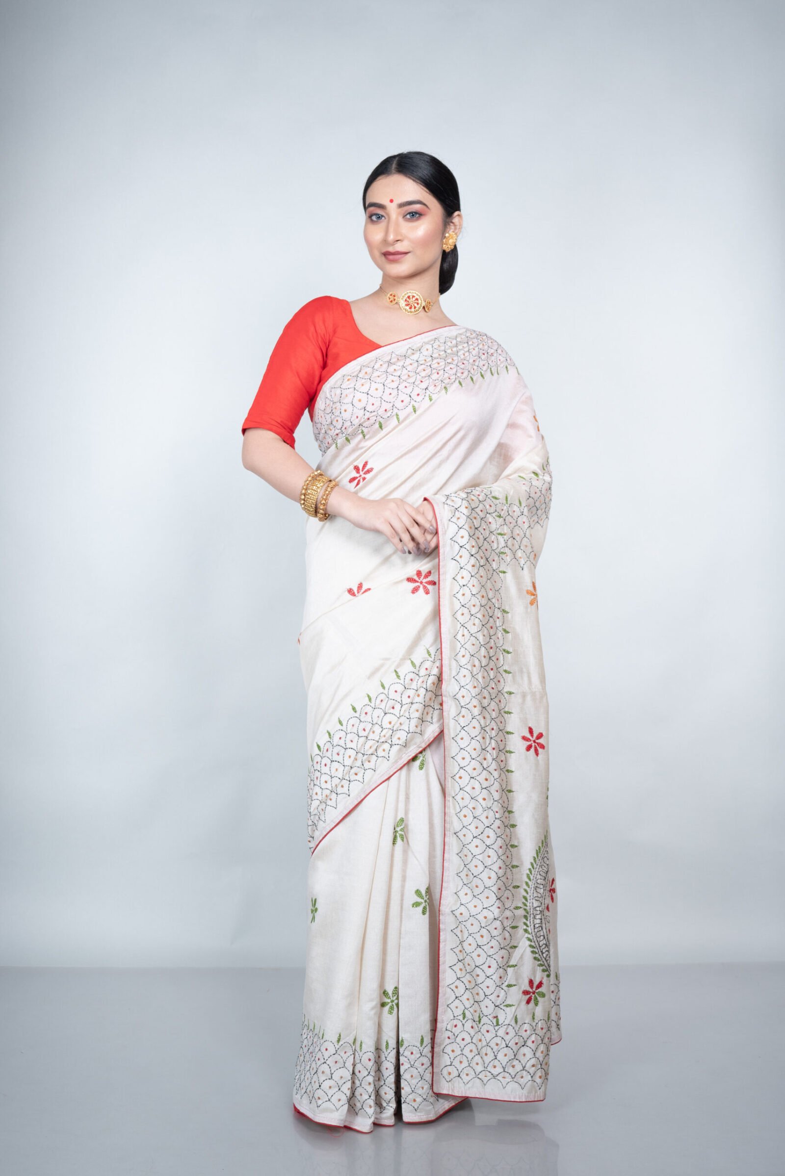 Kantha 'Snow Blossom' Tussar - Image 2