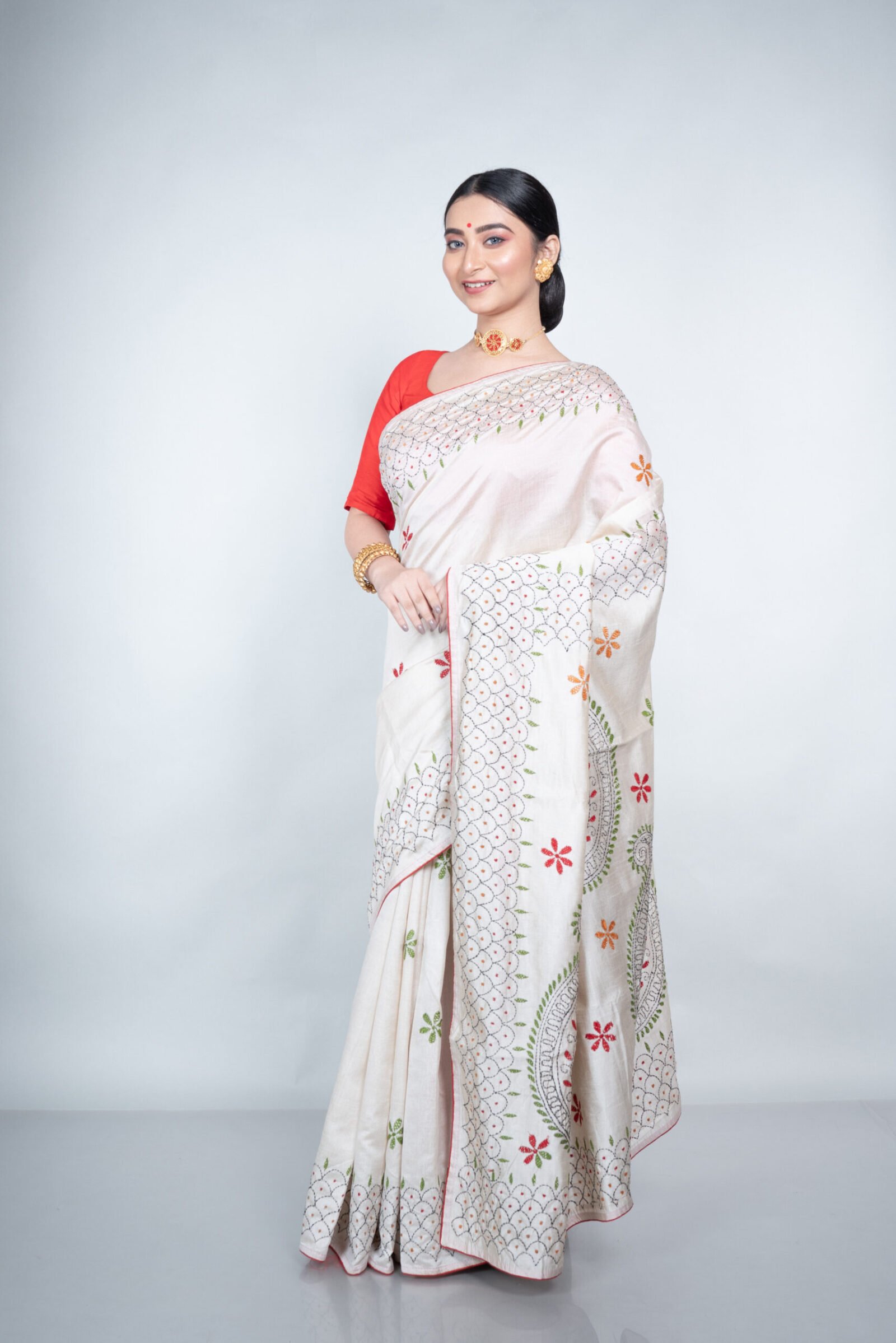 Kantha 'Snow Blossom' Tussar - Image 3