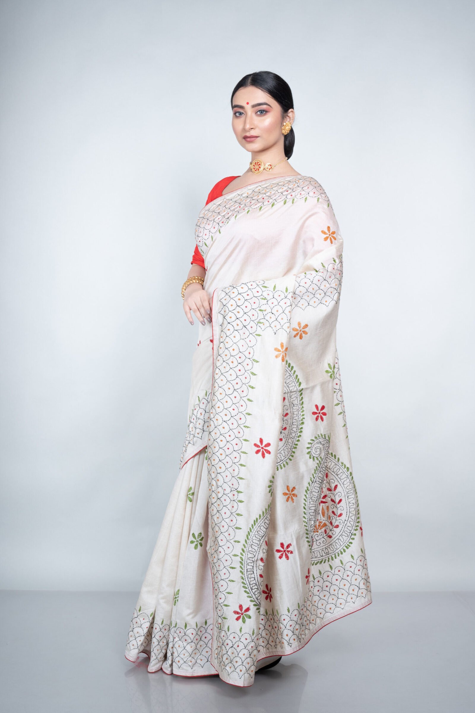Kantha 'Snow Blossom' Tussar
