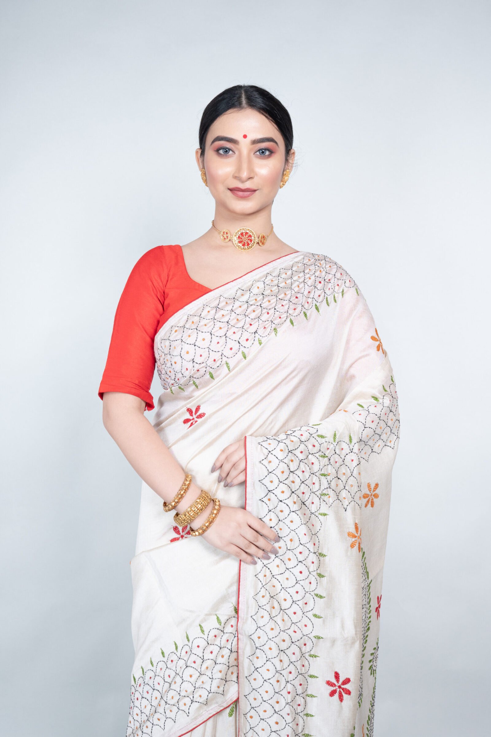 Kantha 'Snow Blossom' Tussar - Image 5
