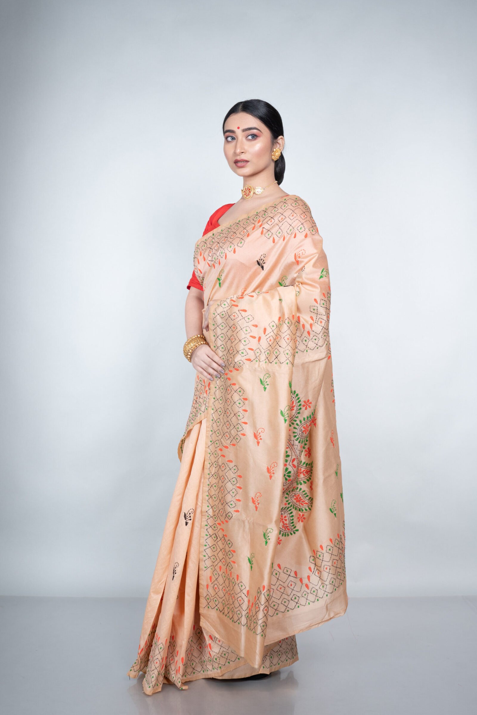 Kantha 'Beige Serenity' Tussar