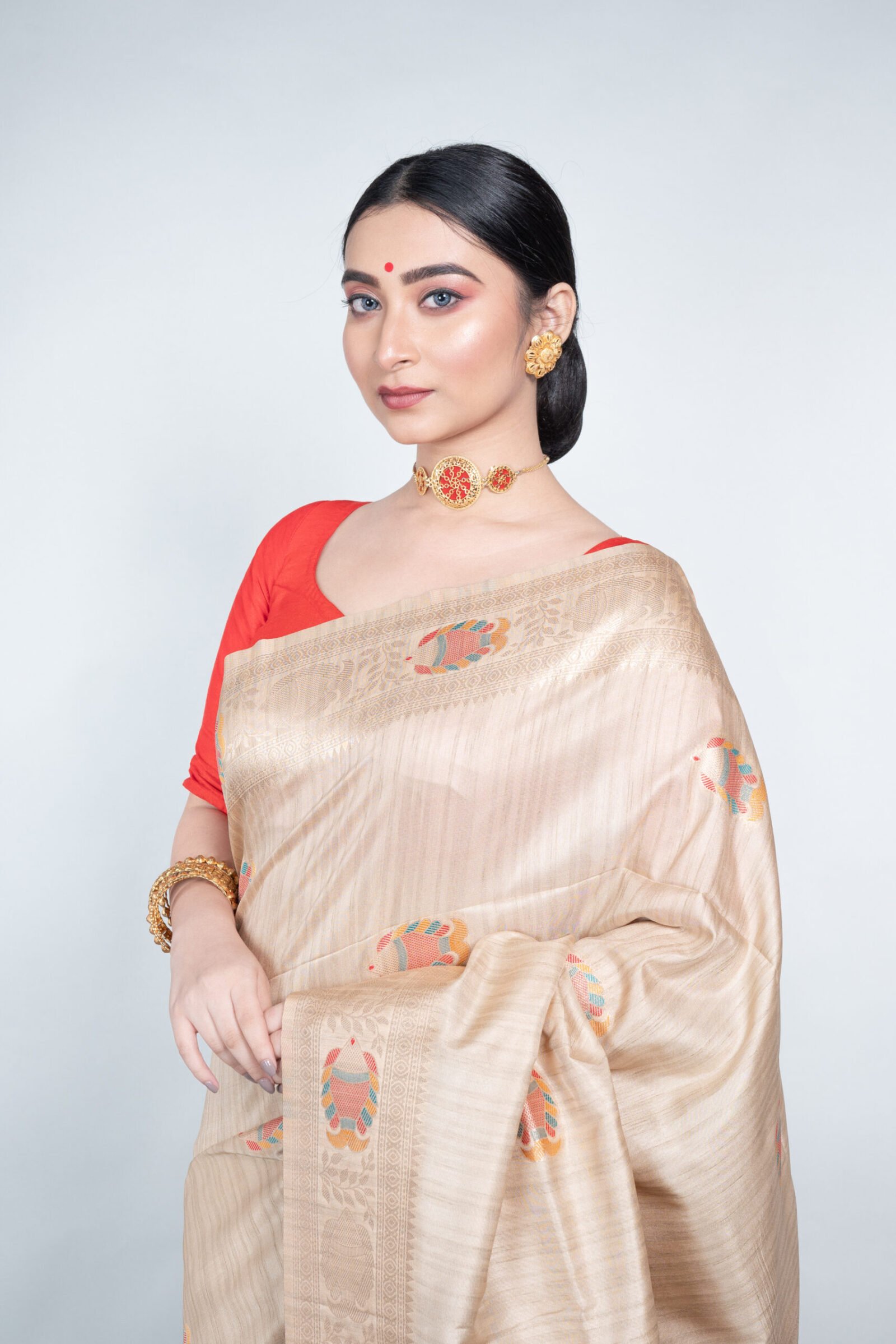Madhubani 'Ivory Grace'  Silk - Image 2
