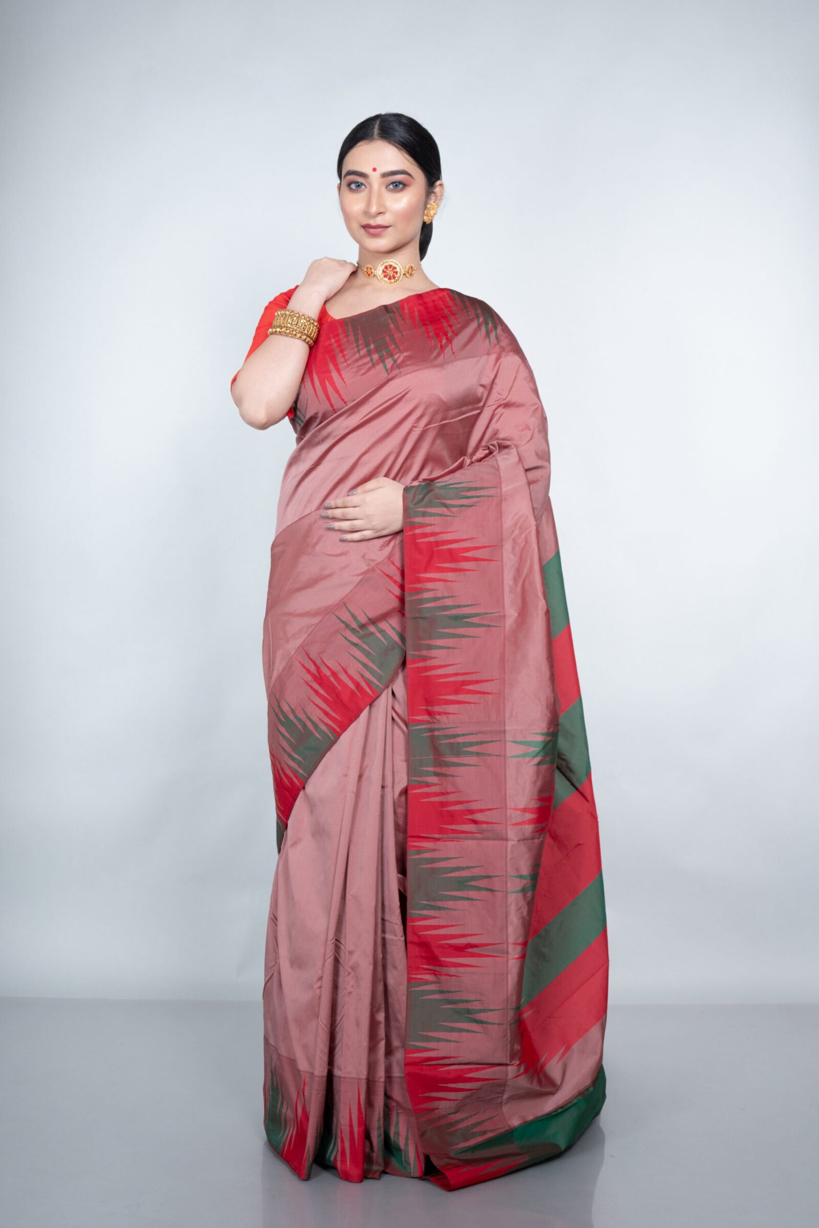 Kanjeevaram 'Sacred Scarlet' Silk - Image 3