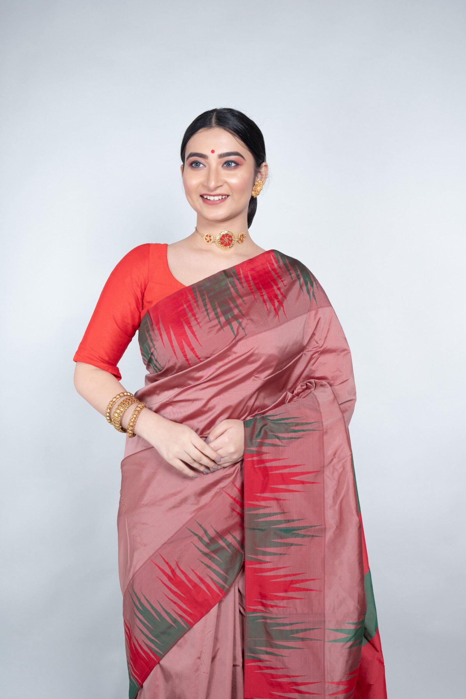 Kanjeevaram 'Sacred Scarlet' Silk