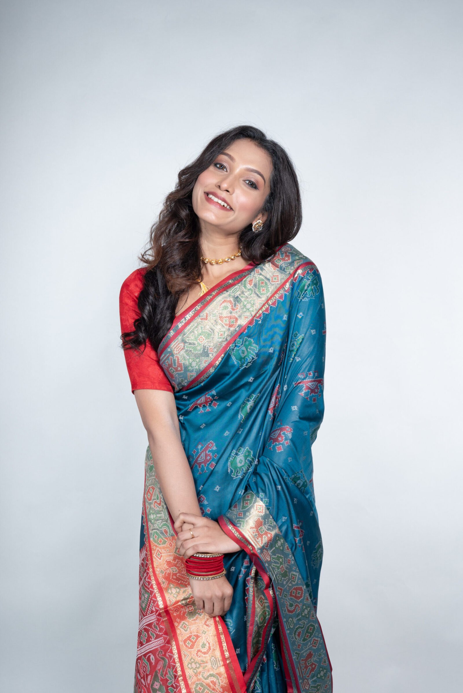 Patola 'Blue Lotus'  Silk - Image 3