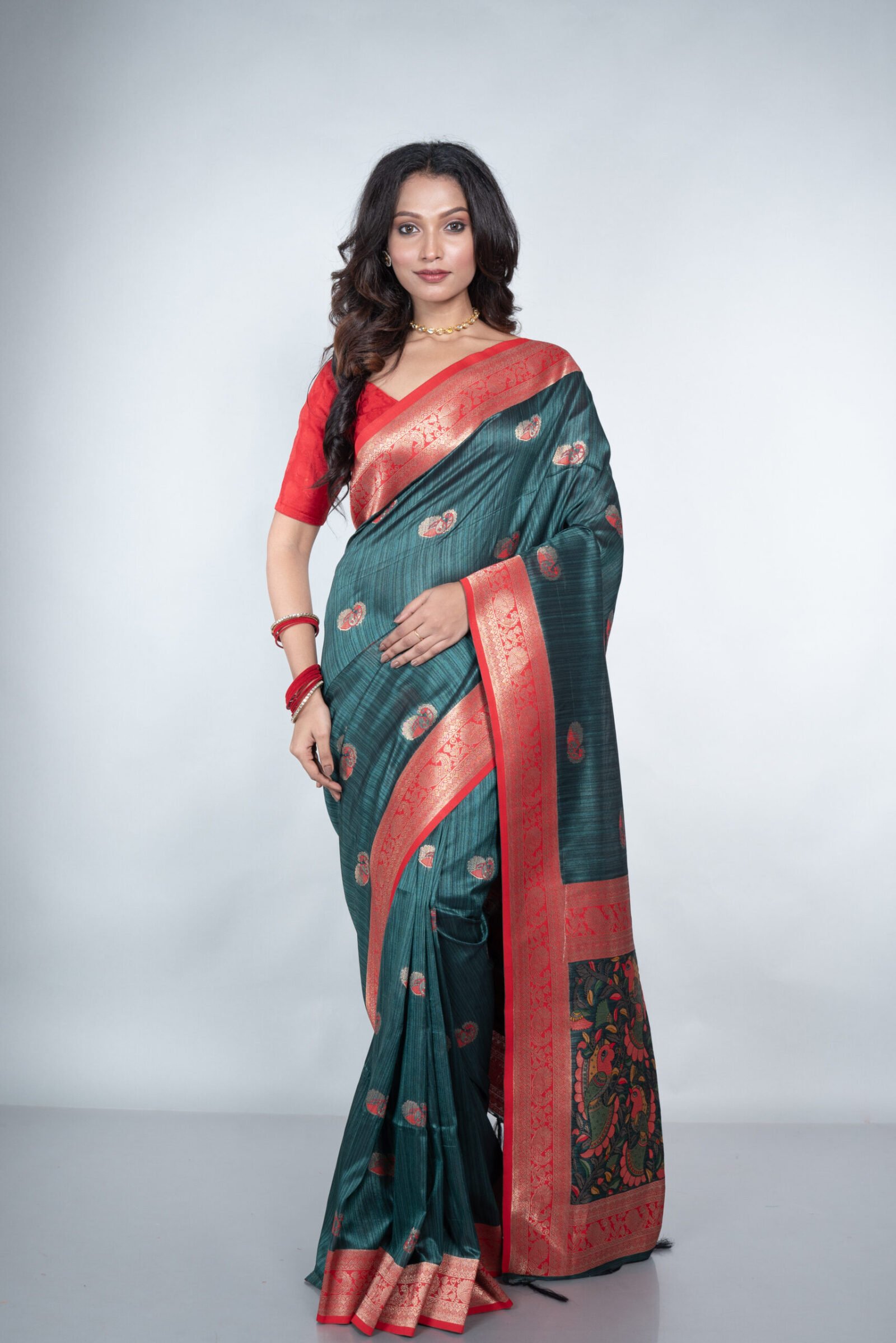 Madhubani 'Noir Radiance' Silk