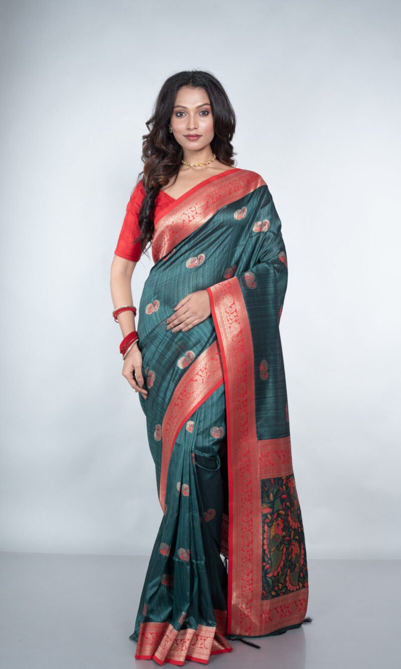 Madhubani 'Noir Radiance' Silk