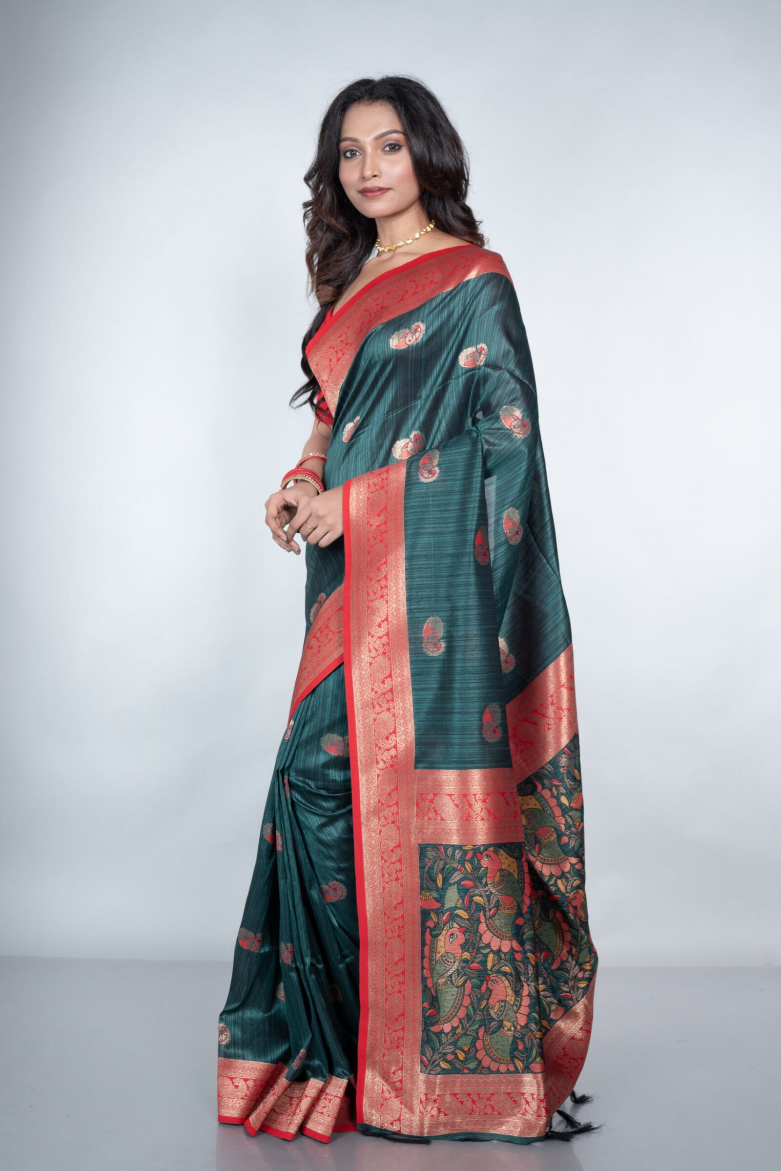 Madhubani 'Noir Radiance' Silk - Image 3