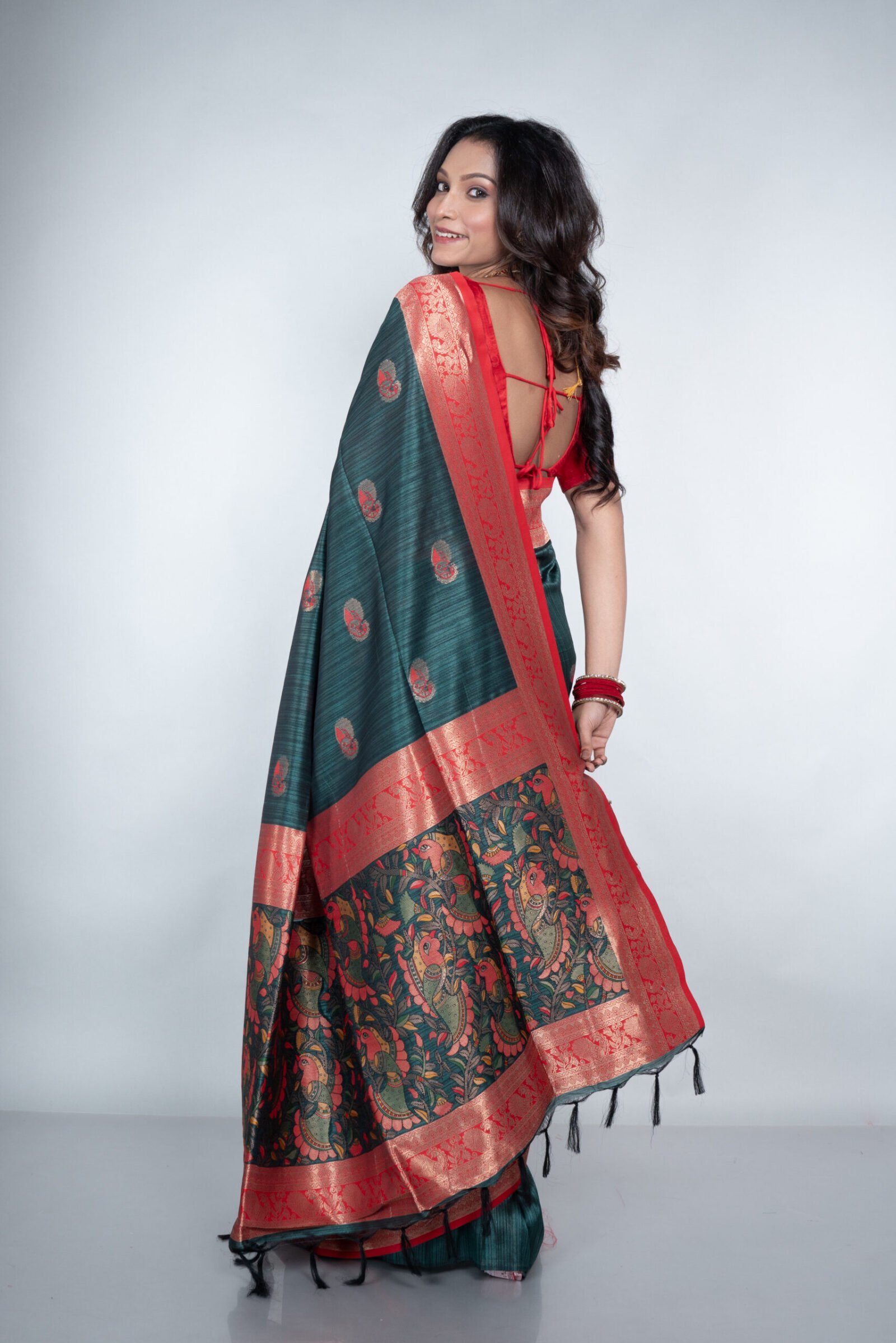 Madhubani 'Noir Radiance' Silk - Image 2