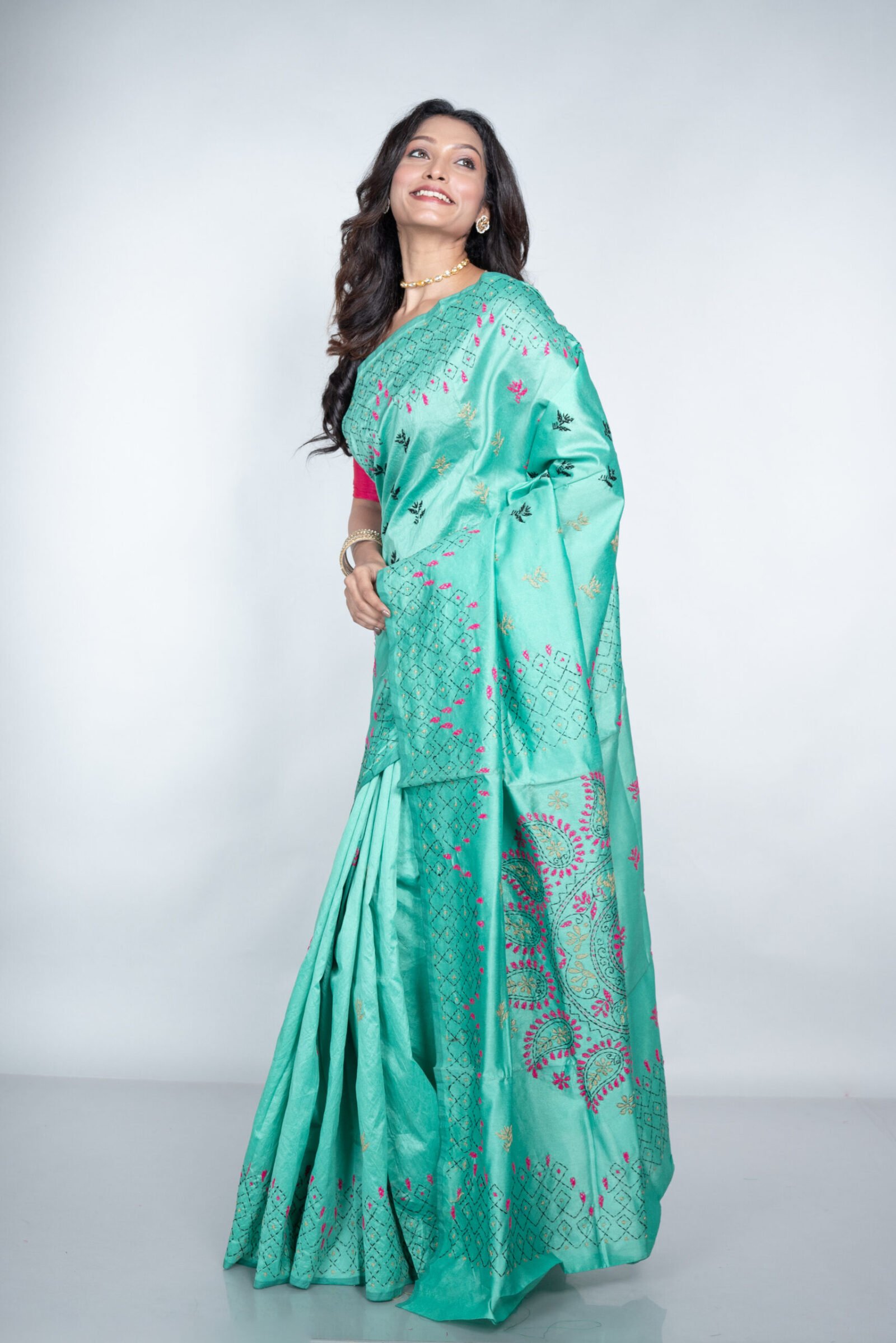 Kantha 'Emerald Enchantment' Tussar