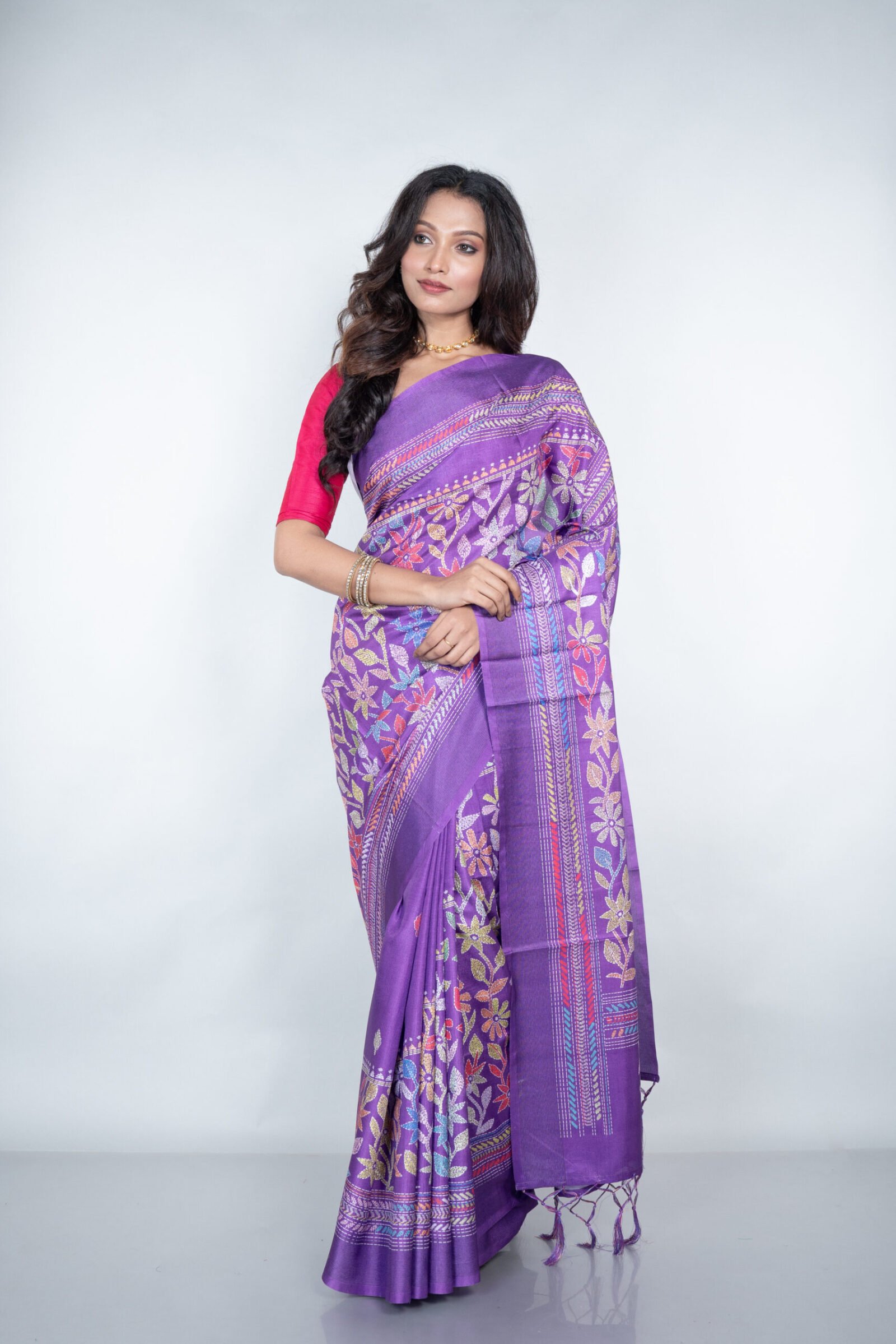 Kantha 'Lilac Lush' Manipuri Patta